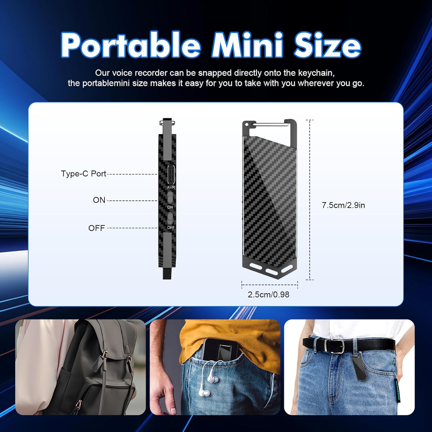 Best Price 2026 Type-C Digital Voice Recorder with Keychain