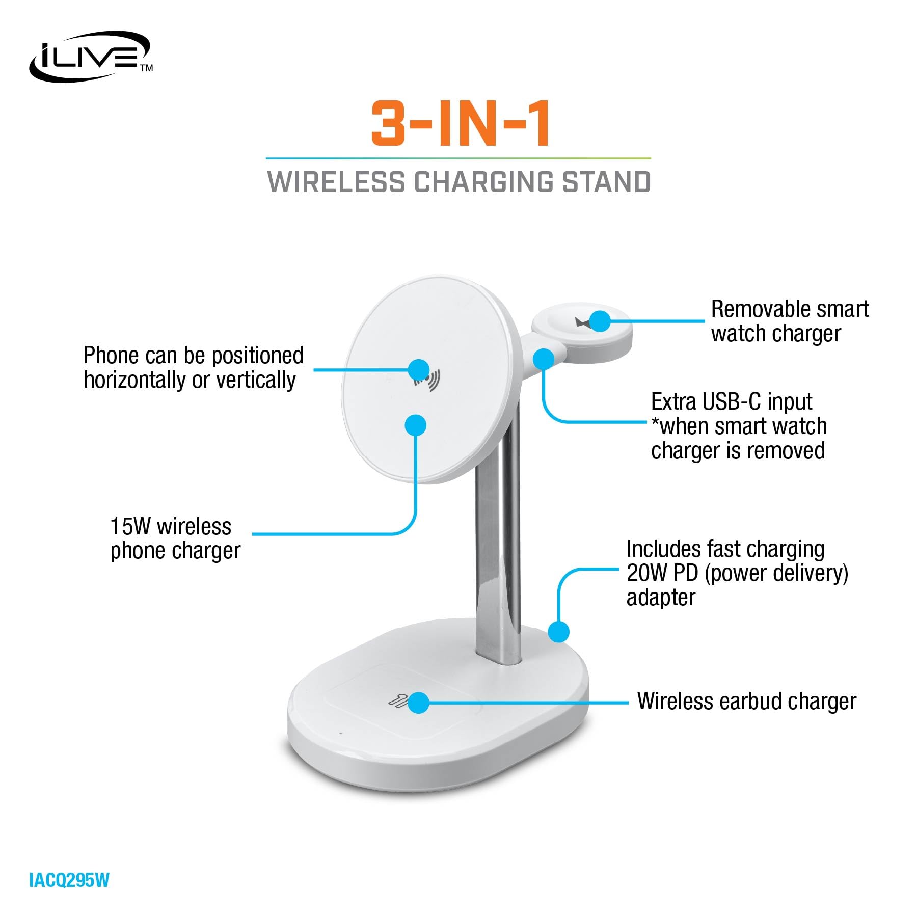 Best Price iLive Electronics 3-in-1 Wireless Charging Stand