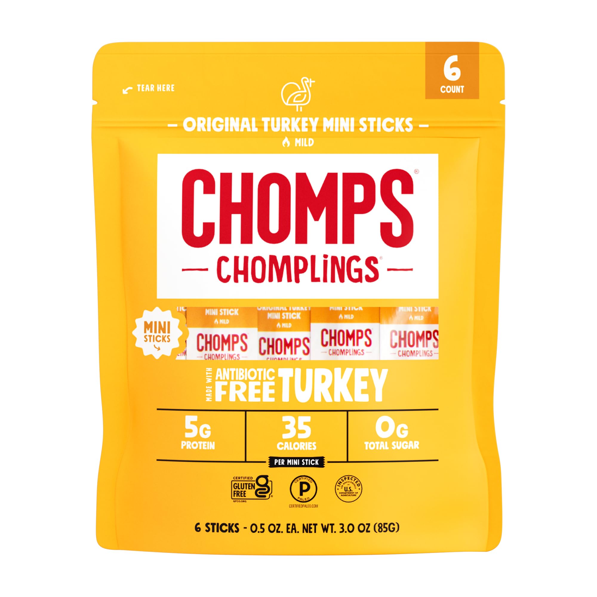 Best Price CHOMPS MINI Grass-Fed Original Beef Jerky Snack Sticks