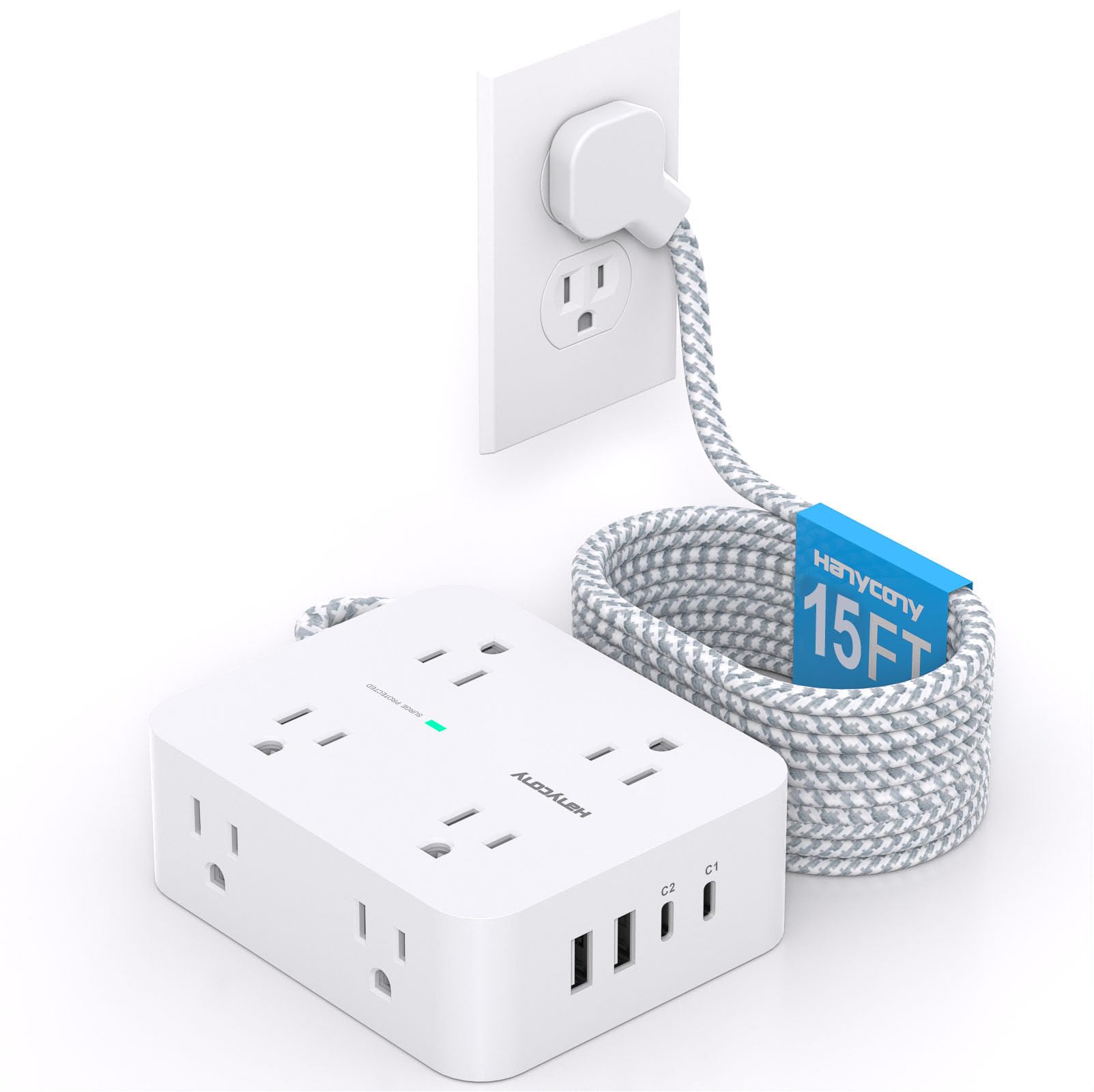 Best Price HANYCONY Surge Protector Power Strip