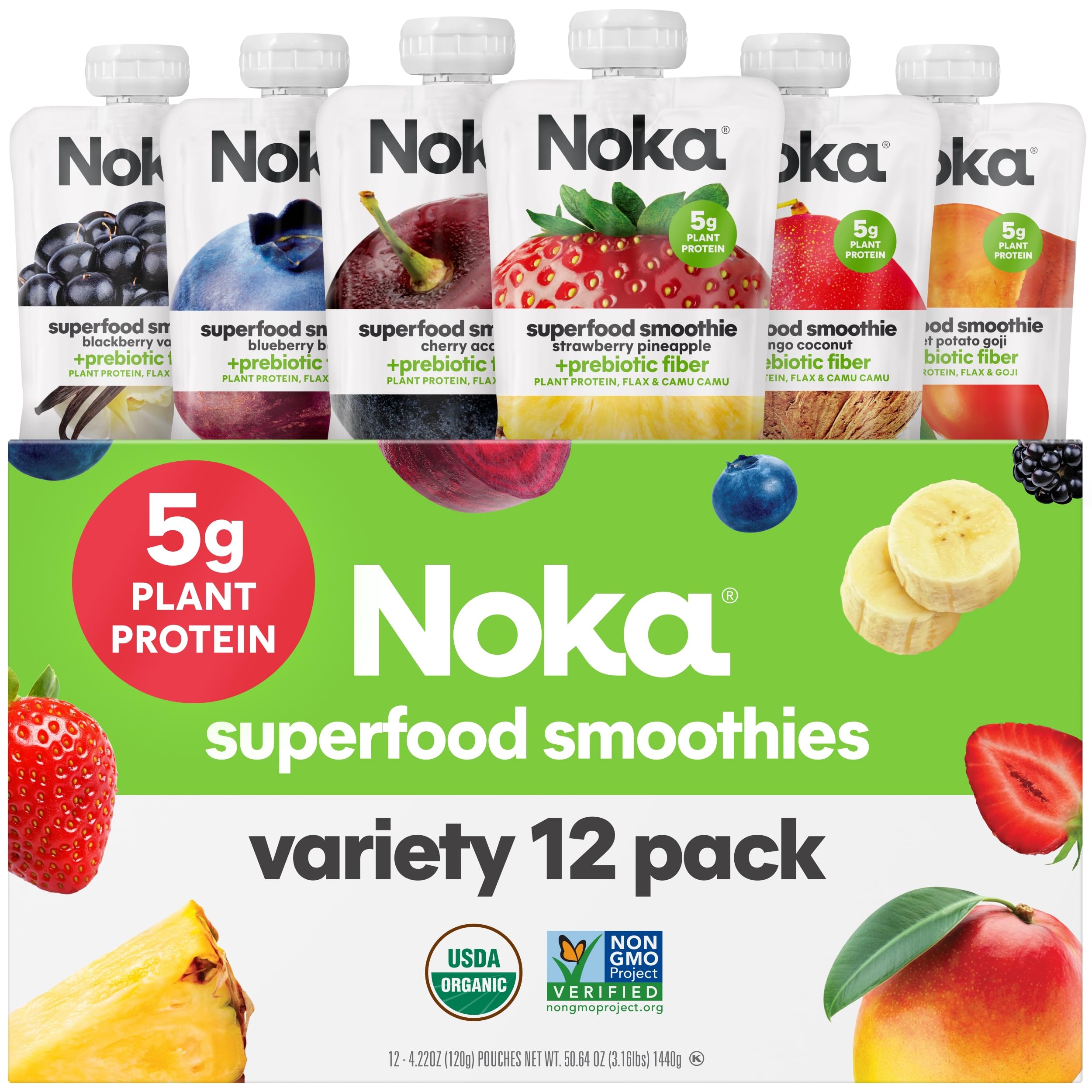 Best Price Noka Organic Superfood Fruit Smoothie Pouches Variety Pack
