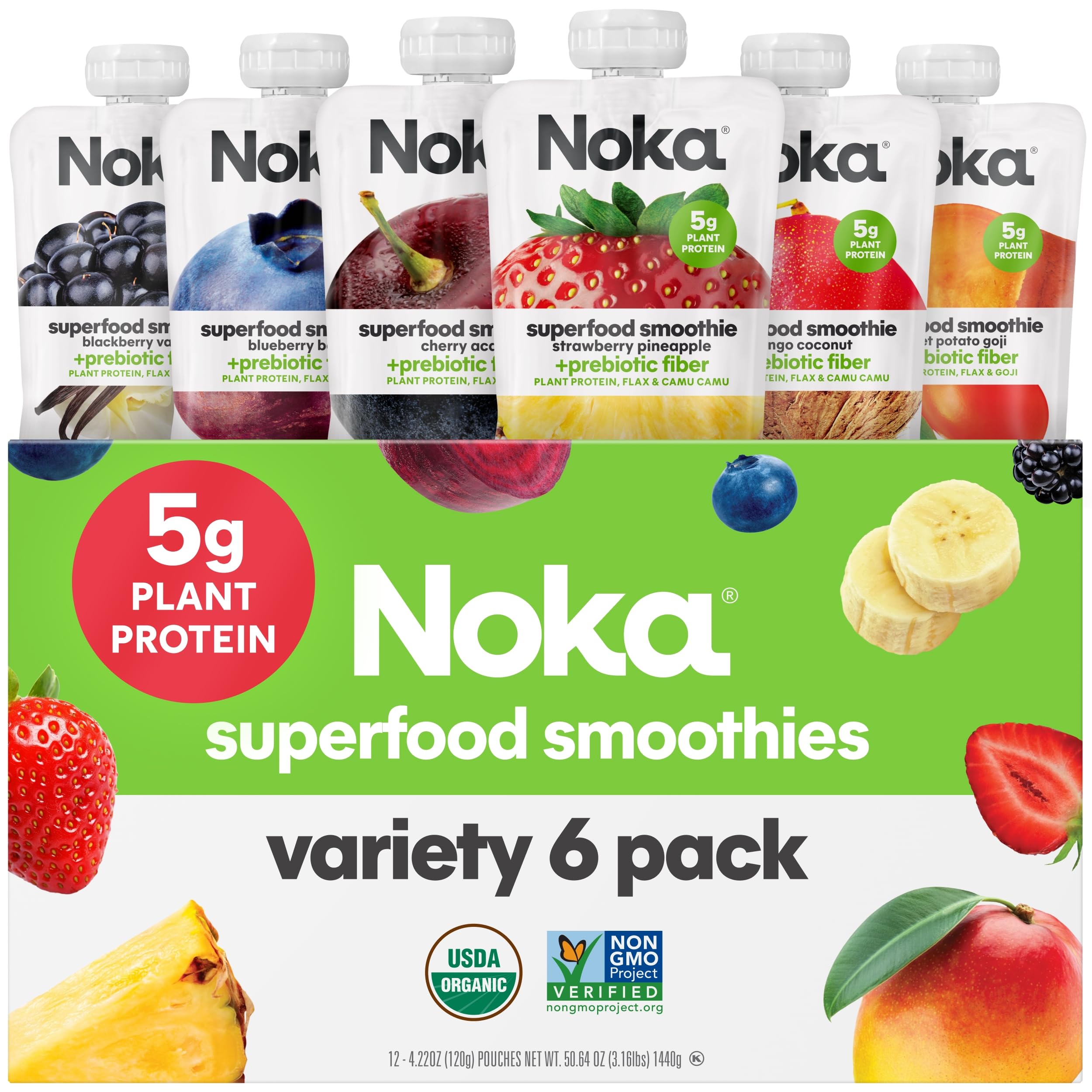 Best Price Noka Organic Superfood Fruit Smoothie Pouches Variety Pack