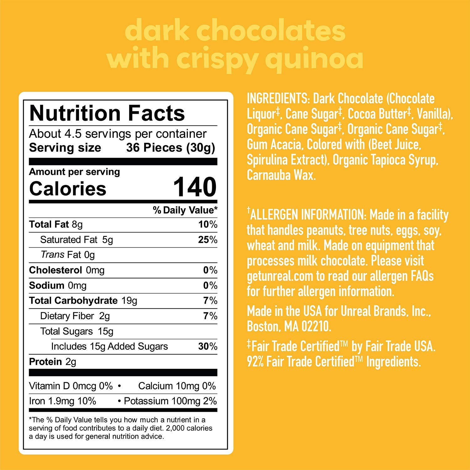 Discount Unreal Candy Coated Chocolate Crispy Quinoa Gems