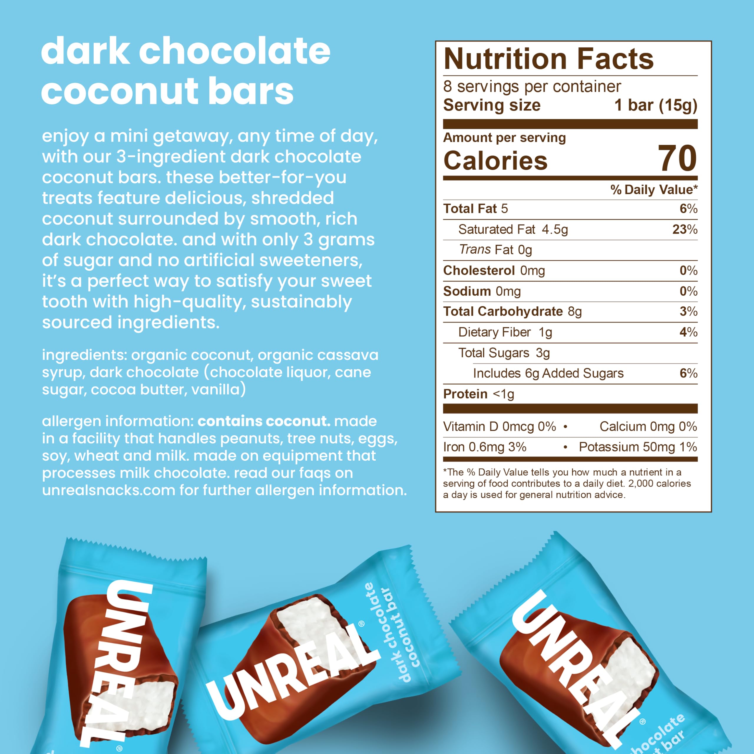 Top Rated Unreal Dark Chocolate Coconut Bar Bag 4.2 oz
