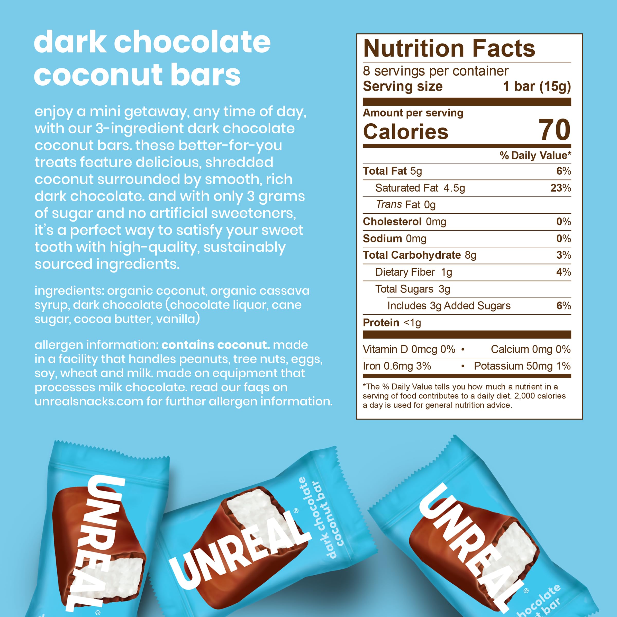 Top Rated Unreal Dark Chocolate Coconut Bar Bag 4.2 oz