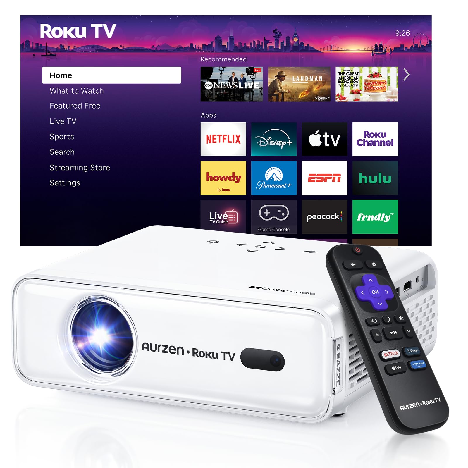 Best Price Aurzen Roku TV Smart Projector