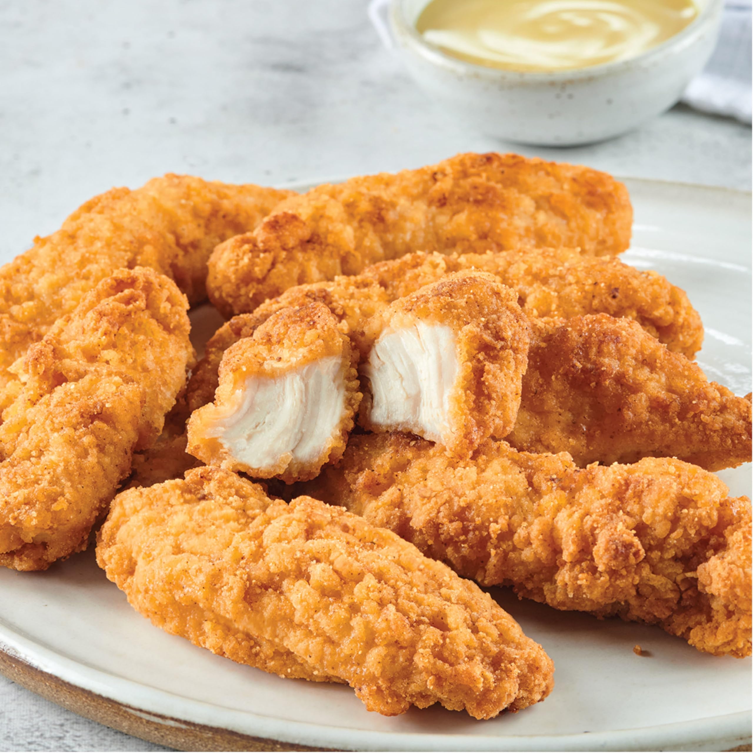 Best Price Just Bare Fully Cooked Lightly Breaded Chicken Breast Strips | 16g Protein | Frozen | 1.5 lb