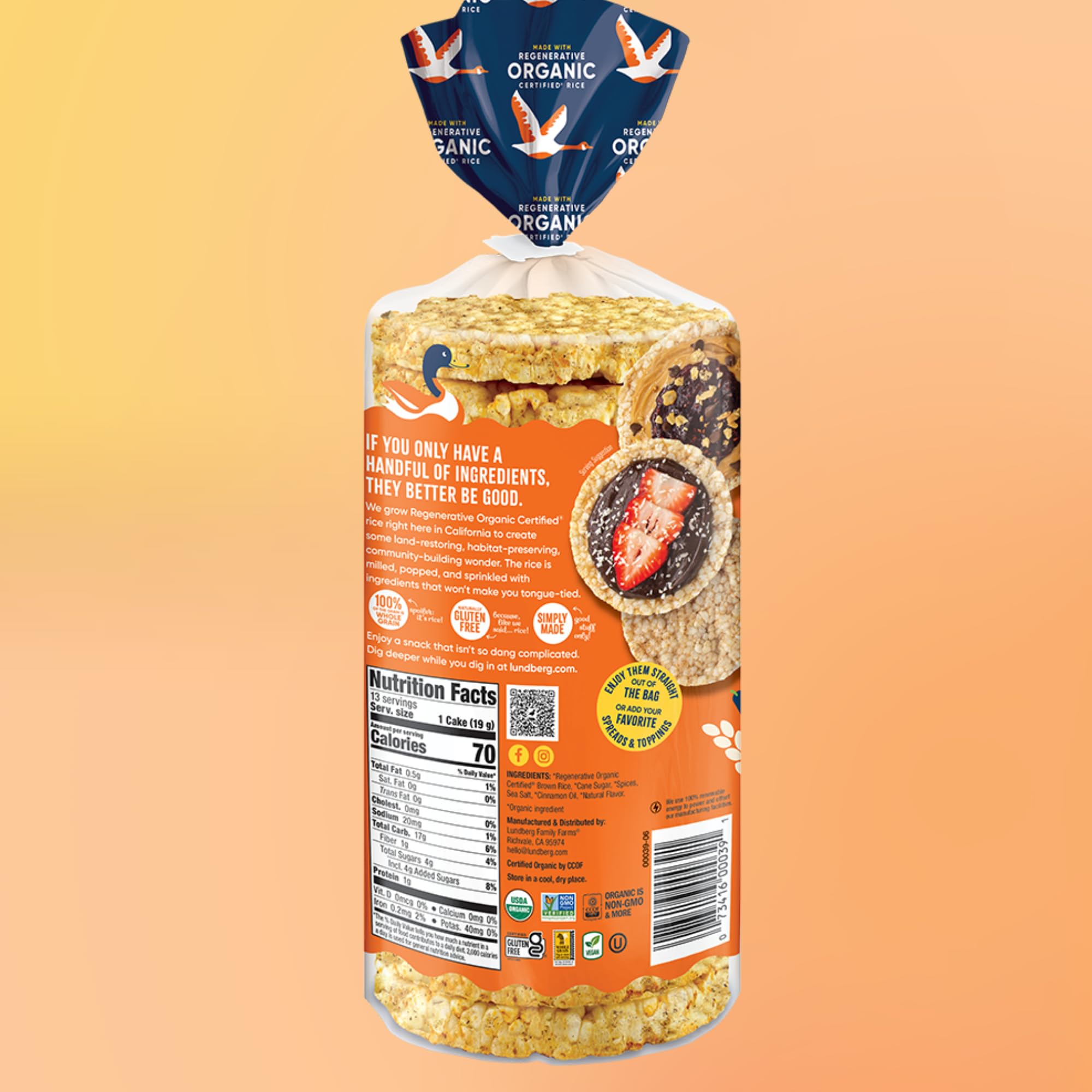 Best Price Lundberg Organic Cinnamon Toast Whole Grain Rice Cakes