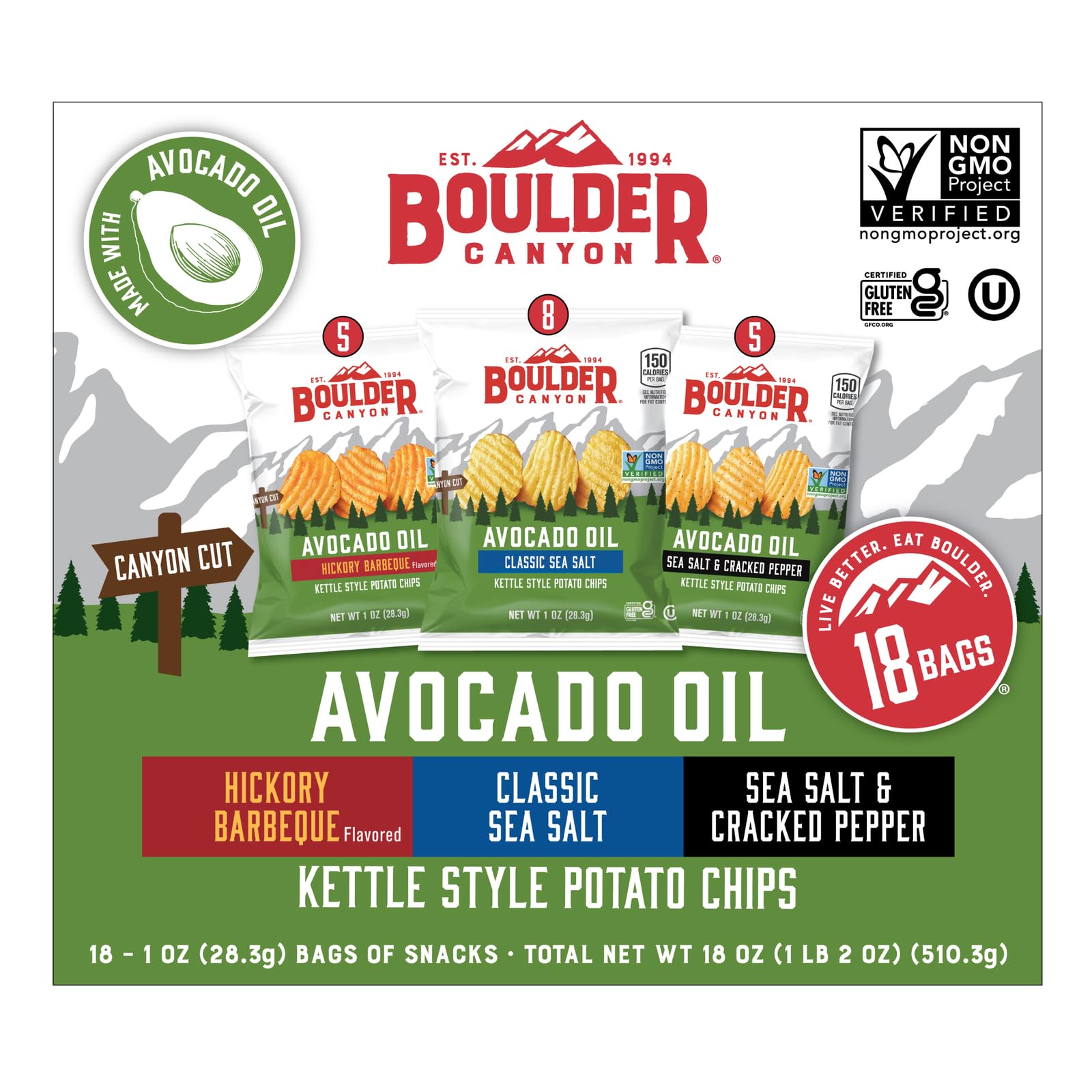 Cheap Boulder Canyon Avocado Oil Potato Chips Variety Pack