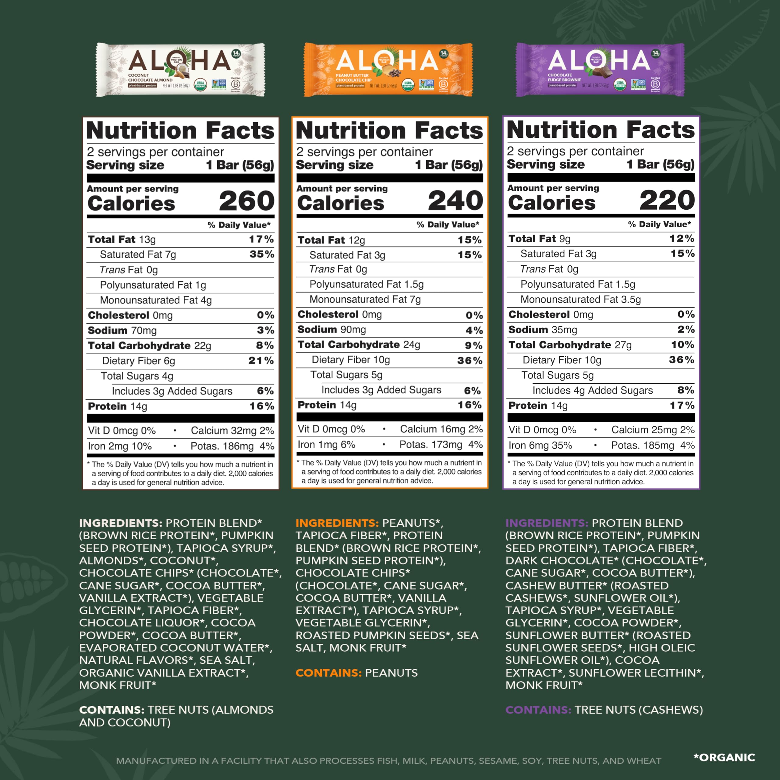 Review ALOHA Organic Plant-Based Protein Bars