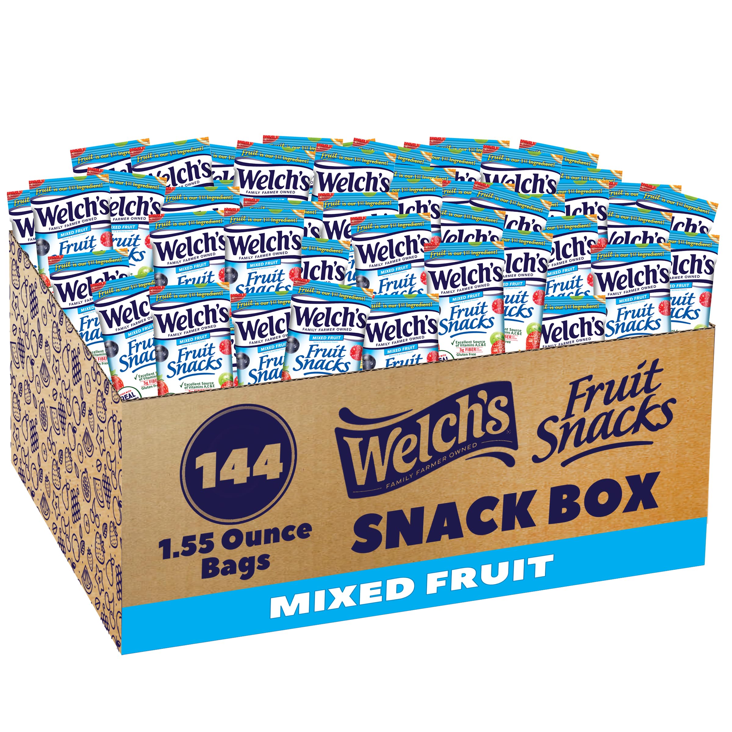 Welch's Mixed Fruit Fruit Snacks, 0.8 oz Individual Bags, Bulk Pack of 40 - Top Rated