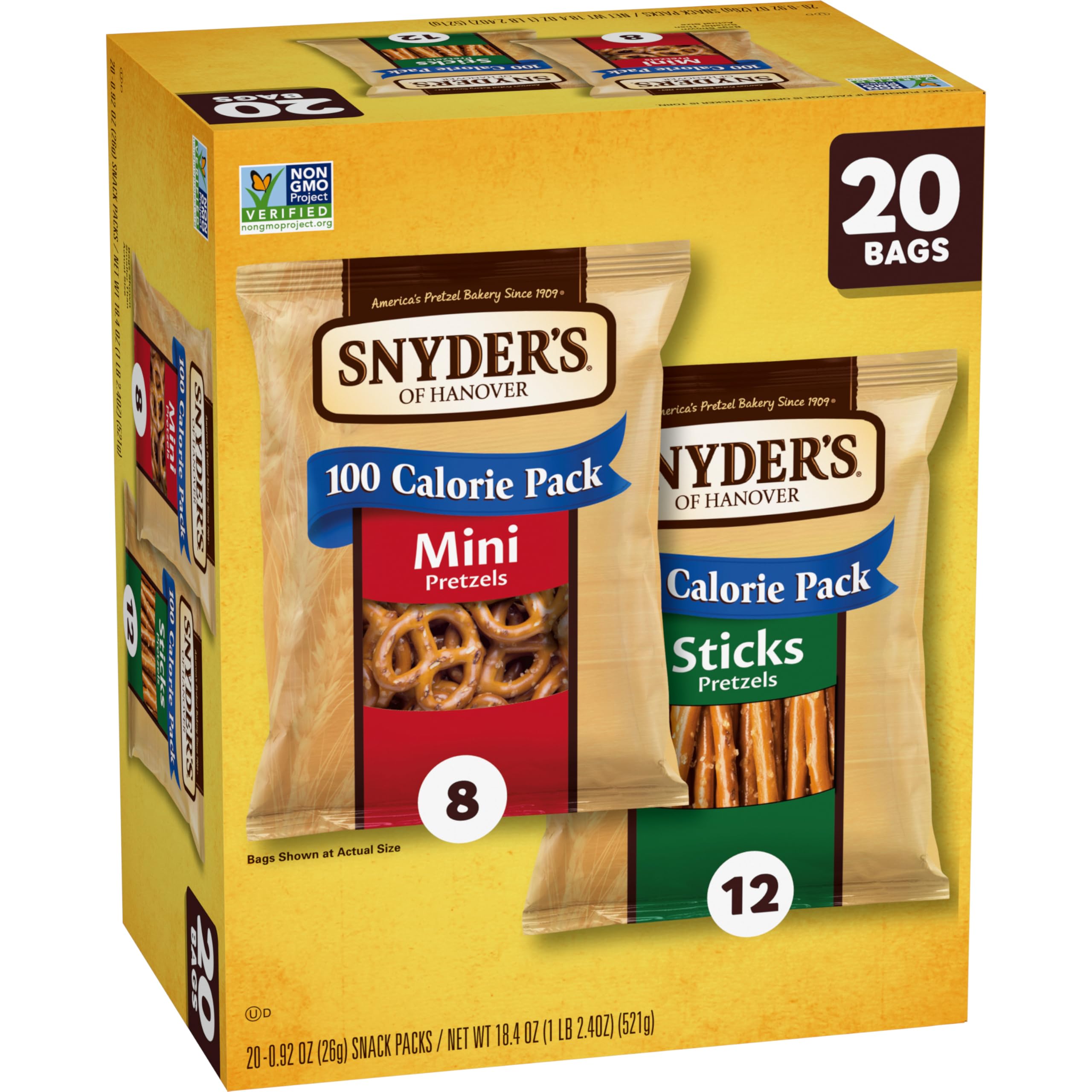 Top Rated Snyder's of Hanover Pretzel Variety Pack, 20 Count (0.92 oz Each)