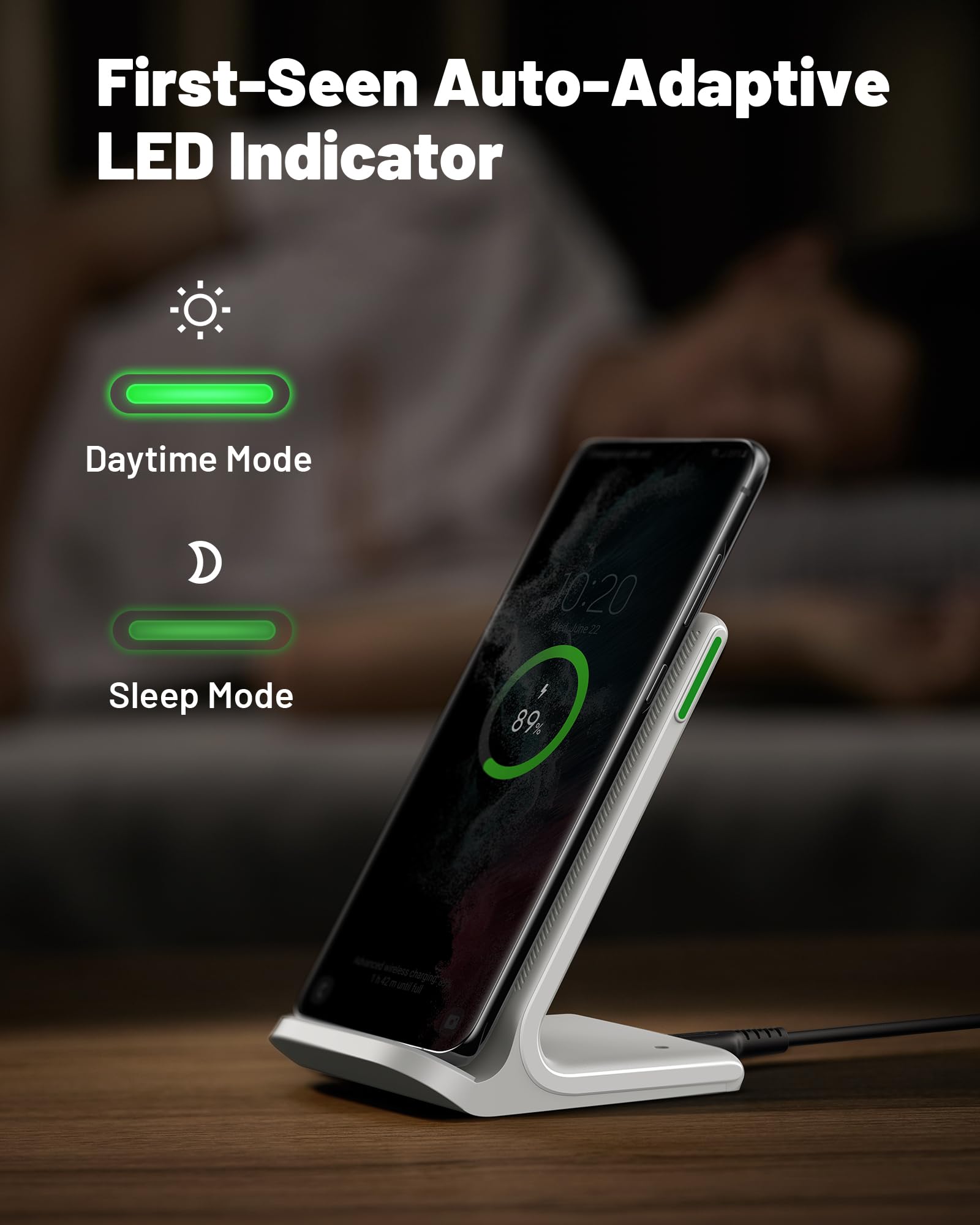 Best Price INIU 15W Fast Qi-Certified Wireless Charger with Sleep-Friendly Adaptive Light, Compatible with iPhone 17/16/15/14/13/12 Pro Max, Samsung Galaxy S25/S24/S23/Note