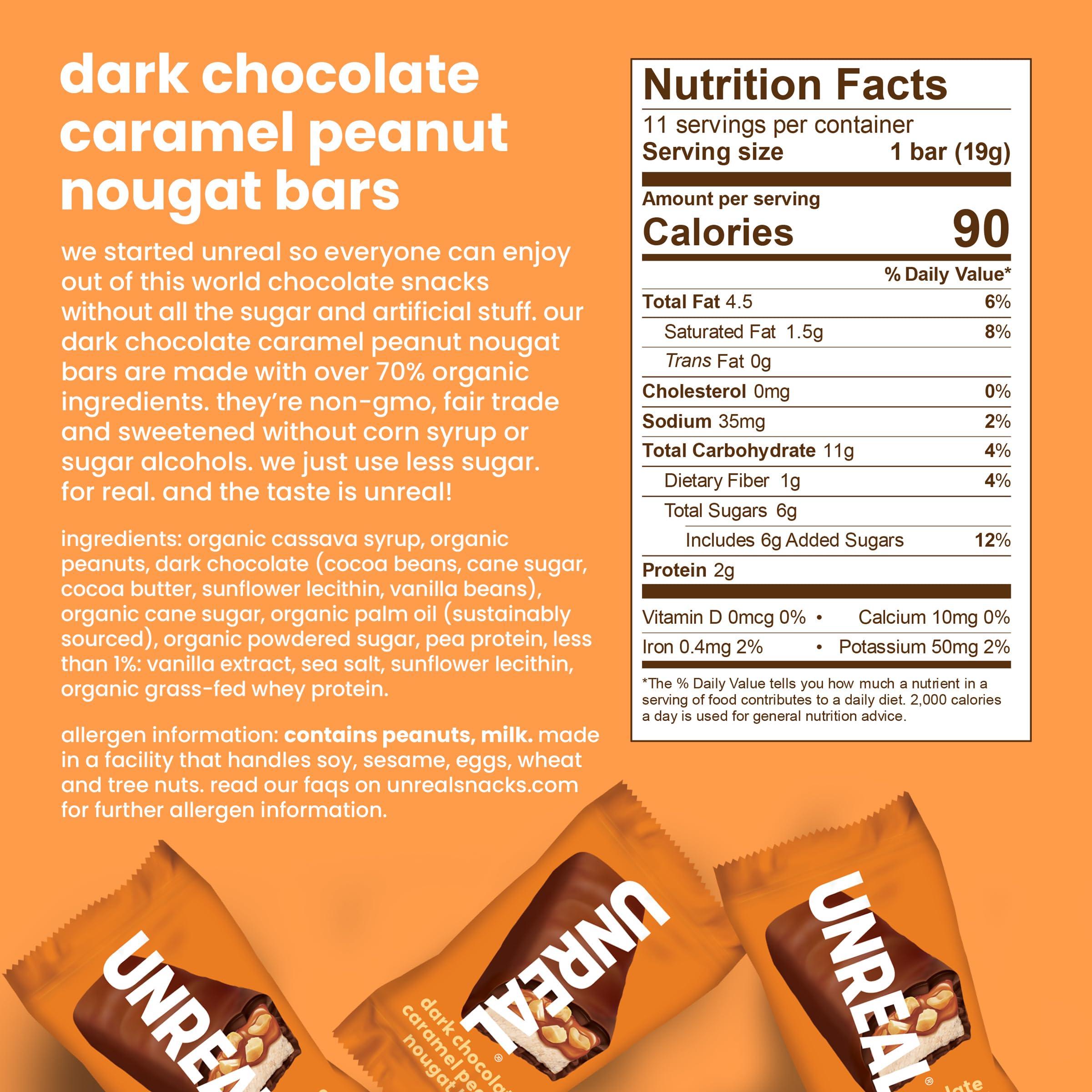 Best Price UNREAL Dark Chocolate Caramel Peanut Nougat Bars