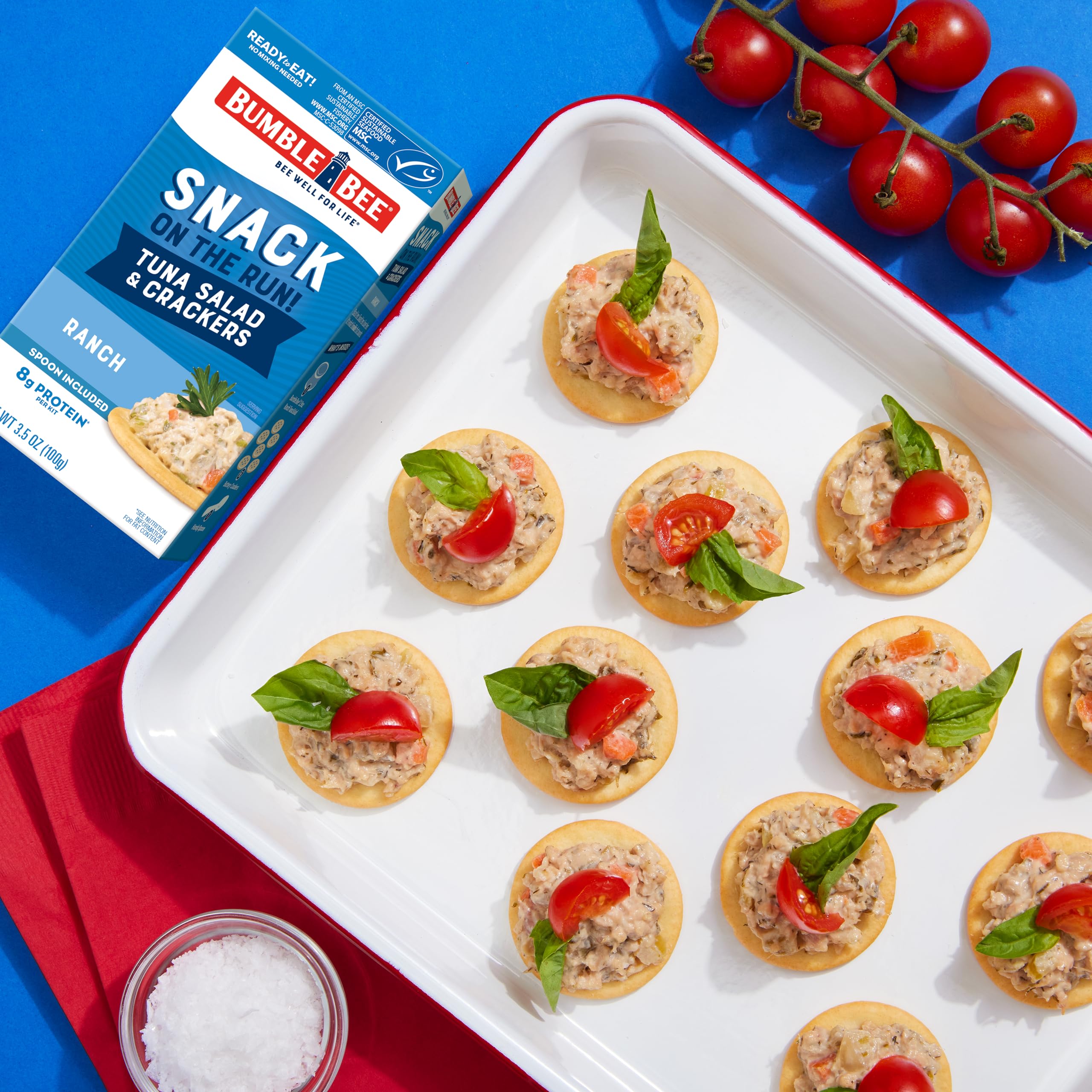 Discount Bumble Bee Snack On The Run Original Tuna Salad & Crackers Kit (3 Pack) - Ready-to-Eat Protein Snack, 8g Protein per Box, Wild Caught MSC Certified Tuna