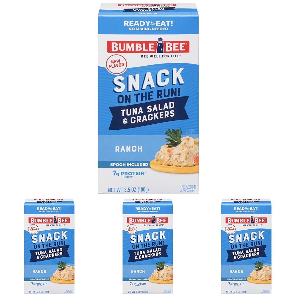 Discount Bumble Bee Snack On The Run Original Tuna Salad & Crackers Kit (3 Pack) - Ready-to-Eat Protein Snack, 8g Protein per Box, Wild Caught MSC Certified Tuna