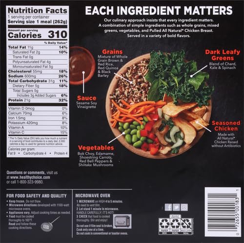 Best Price Healthy Choice Power Bowls Shiitake Chicken, Frozen Microwave Meal with No Preservatives, 9.25 oz