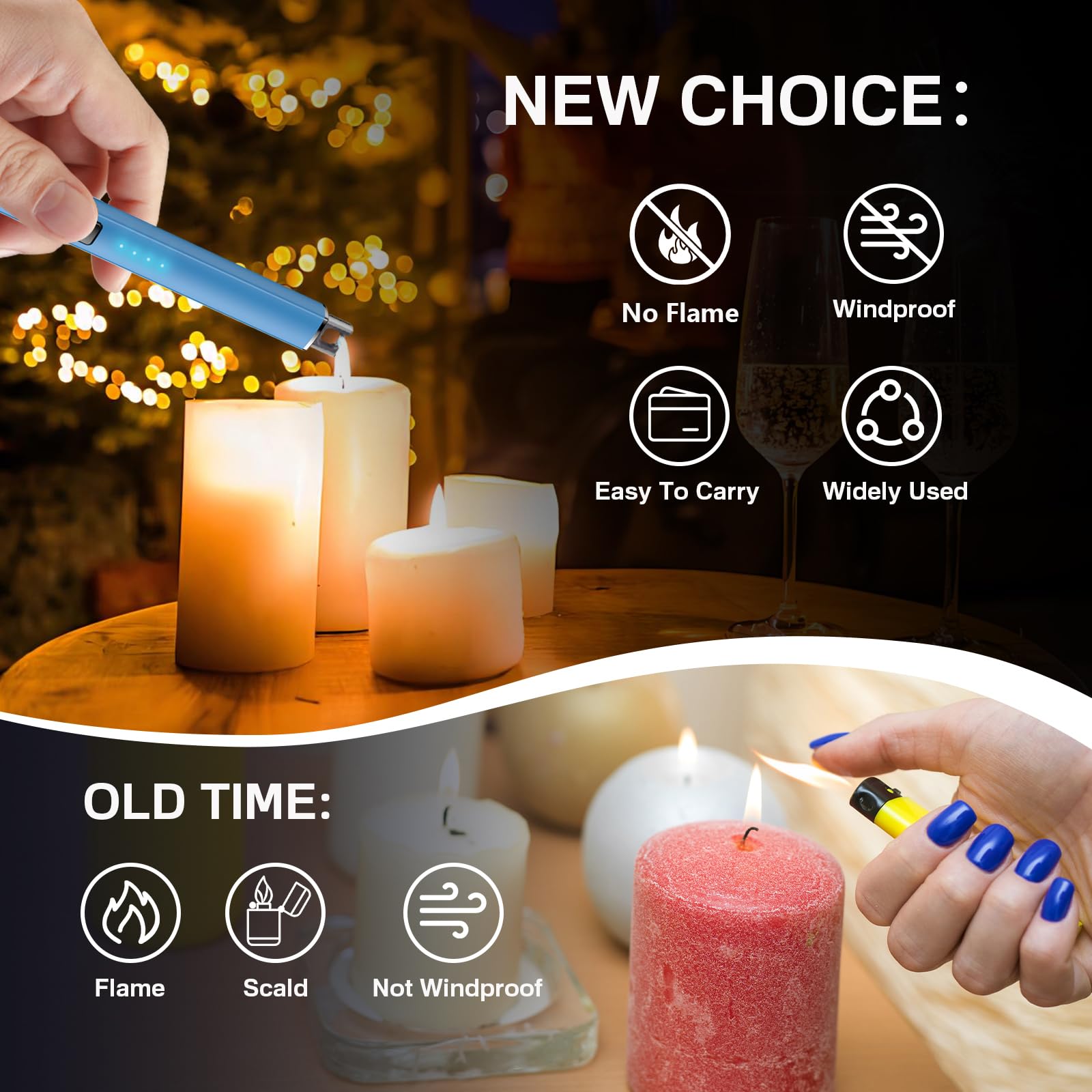 Cheap TOPKAY Electric Candle Lighter - Windproof, Flameless, USB Rechargeable Plasma Arc Long Lighter for Grill, Fireworks, Kitchen, and Camping (Black)