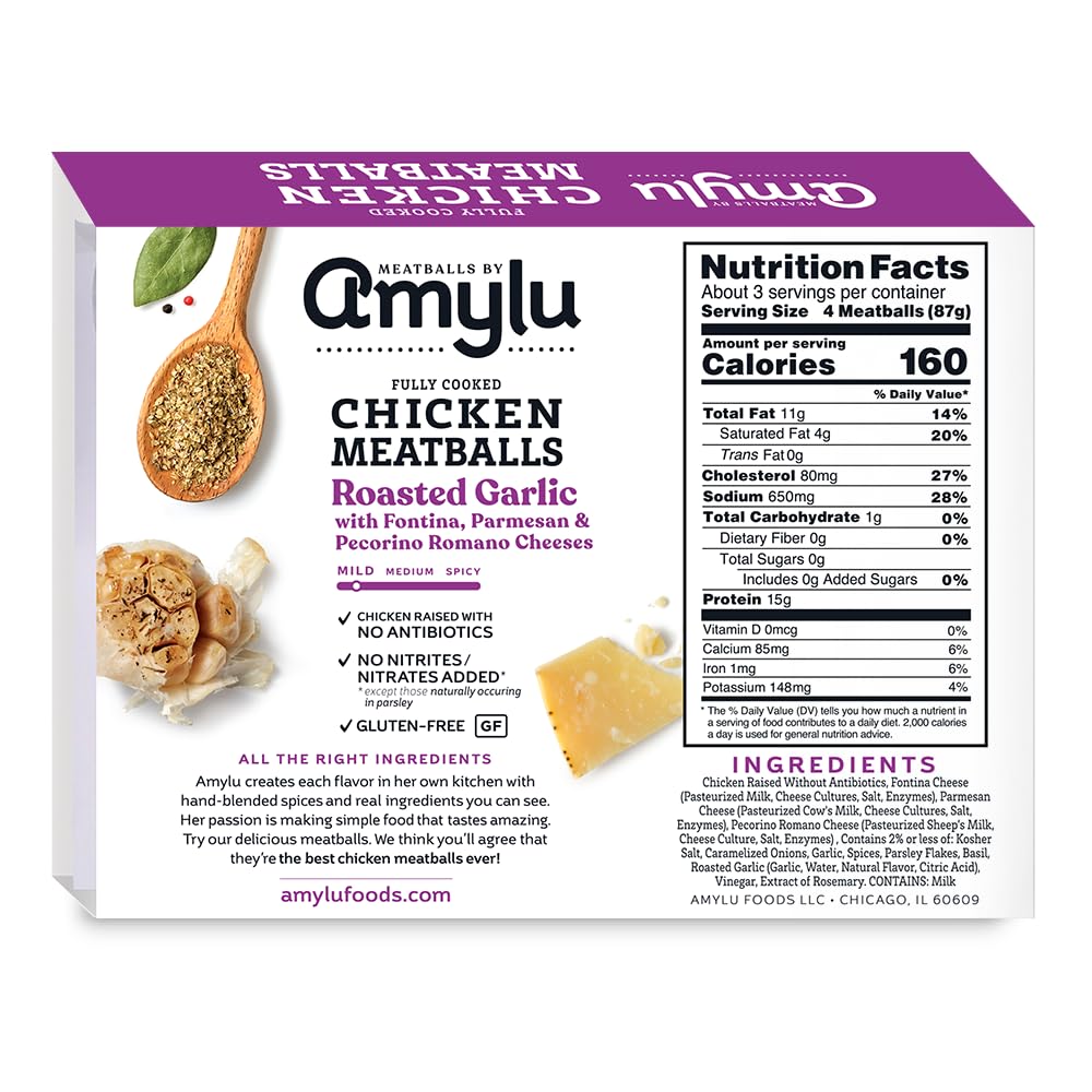 Discount Amylu Foods Roasted Garlic Chicken Meatballs