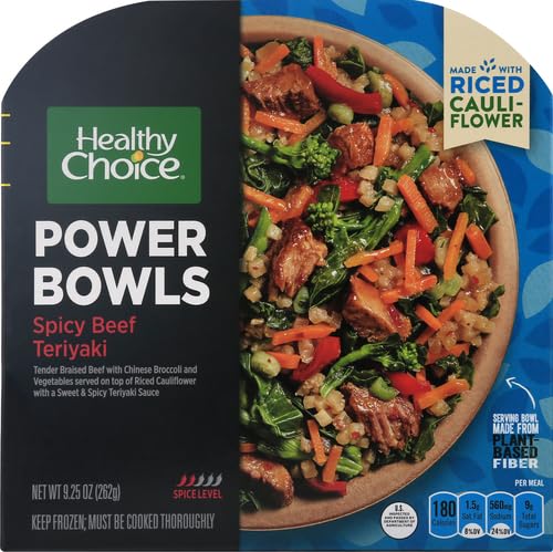 Best Price Healthy Choice Power Bowls Spicy Beef Teriyaki with Riced Cauliflower, Frozen Meal, No Preservatives, 9.25 oz