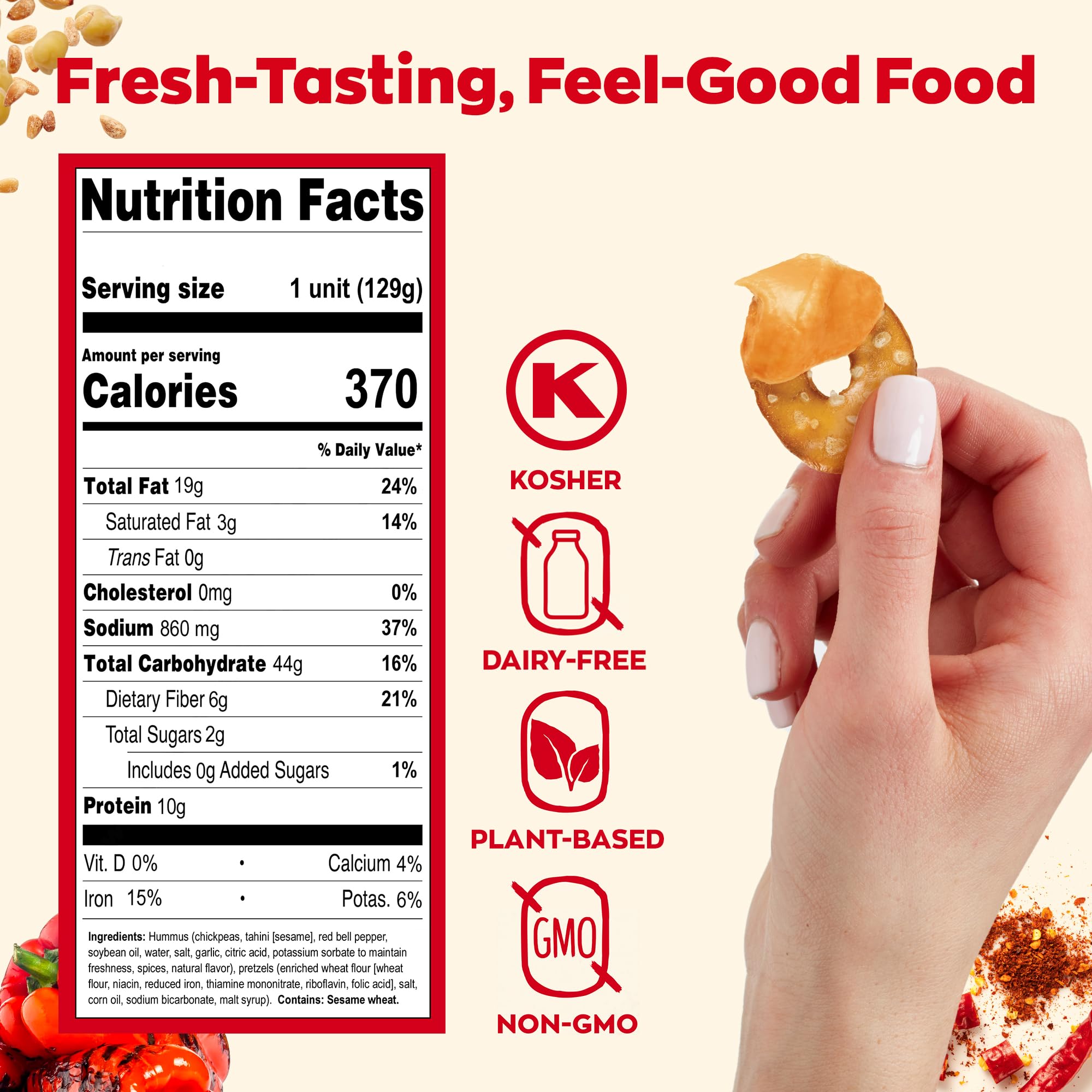 Best Price Sabra Snackers Roasted Red Pepper Hummus with Pretzels.