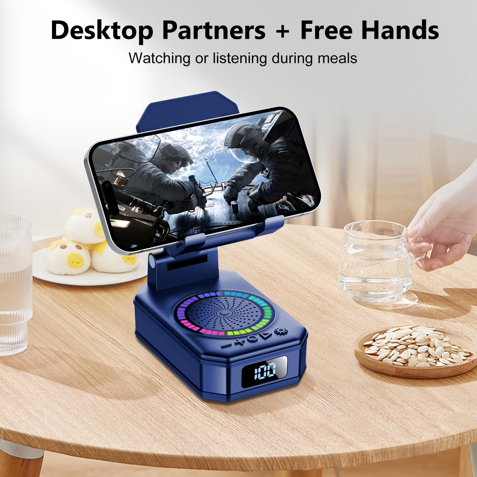 Best Price Wireless Bluetooth Speaker Phone Stand with Colorful LED Lights, HD Surround Sound, Anti-Slip Base, 3000mAh Rechargeable—Perfect Gift for Men, Women, Teens, Christmas