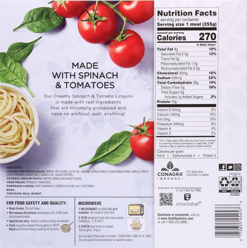 Healthy Choice Simply Steamers Creamy Spinach & Tomato Linguini Frozen Meal, 9 oz - Best Price