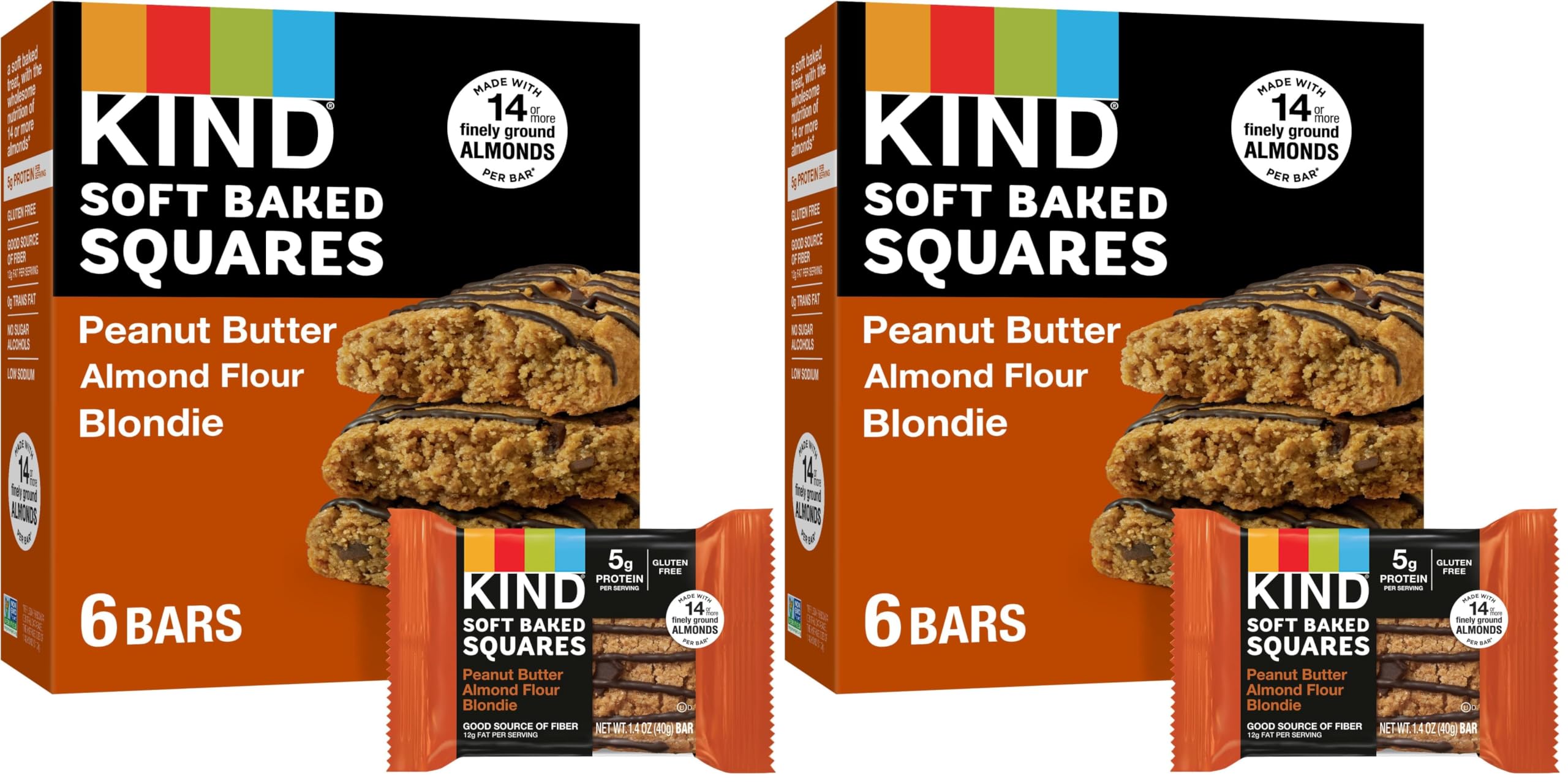 Best Price KIND Soft Baked Squares, Salted Caramel Almond Flour Blondies, Gluten Free Snack Bars, 5g Protein, 6 Pack
