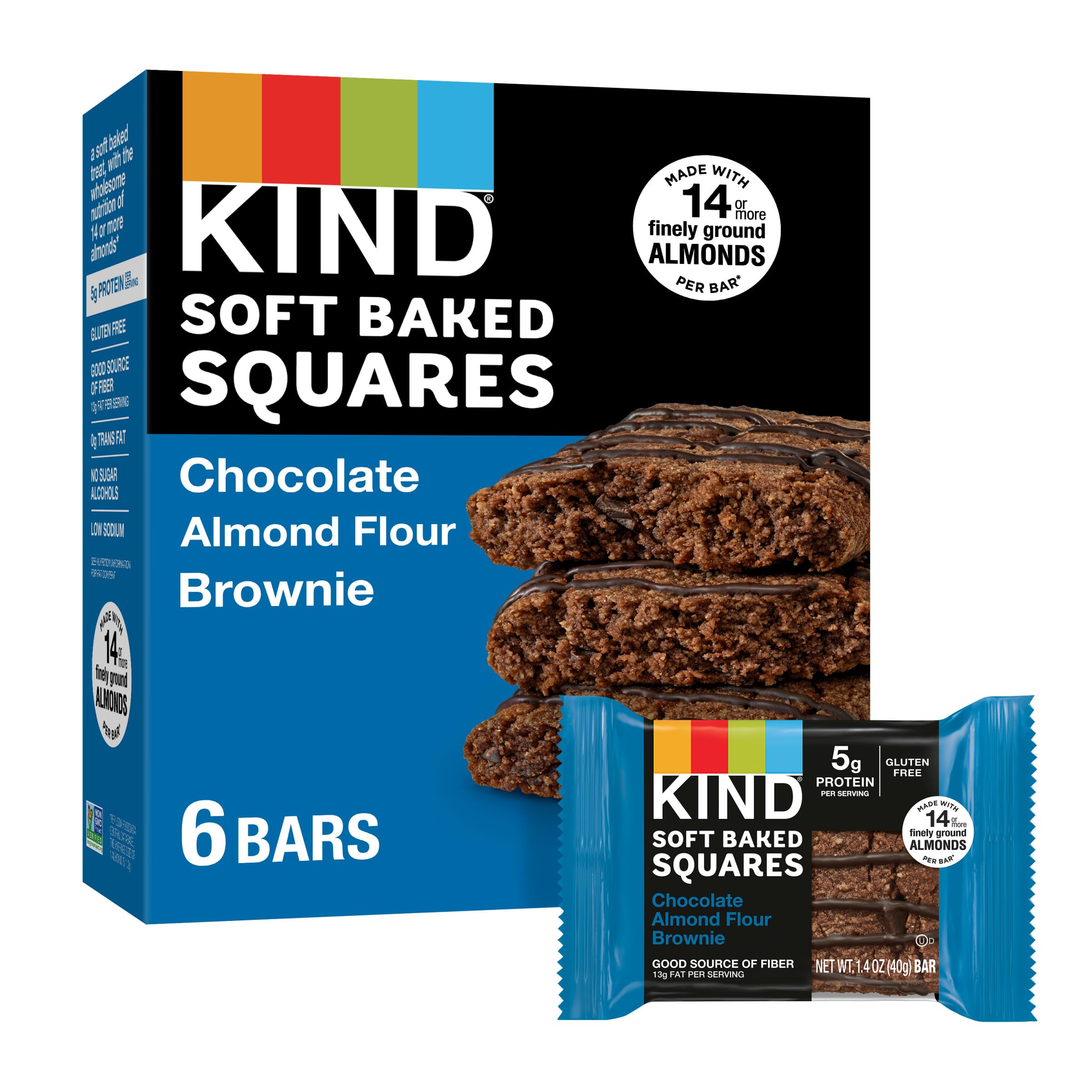 Best Price KIND Soft Baked Squares, Salted Caramel Almond Flour Blondies, Gluten Free Snack Bars, 5g Protein, 6 Pack