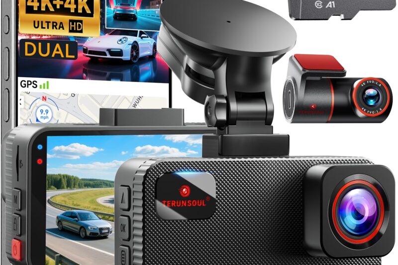 “Best Price TERUNSOUl 4K+4K Front and Rear Dash Cam”