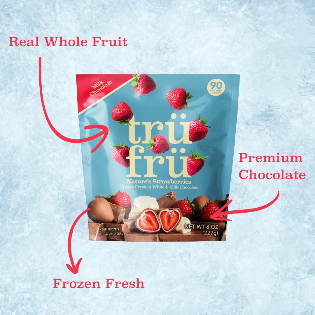 Best Price Tru Fru Nature’s Strawberries Hyper-Chilled in White and Milk Chocolate, 8 oz Bag