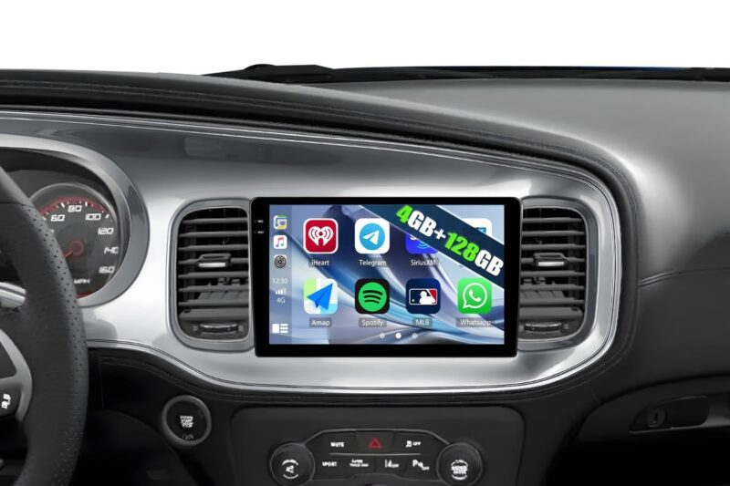 Cheap CAMECHO 9″ Android 15 Car Stereo for Dodge Charger 2011-2014, 4G+64G, InCell 1280×720 Touch Screen, CarPlay/Android Auto, Bluetooth, GPS, WiFi
