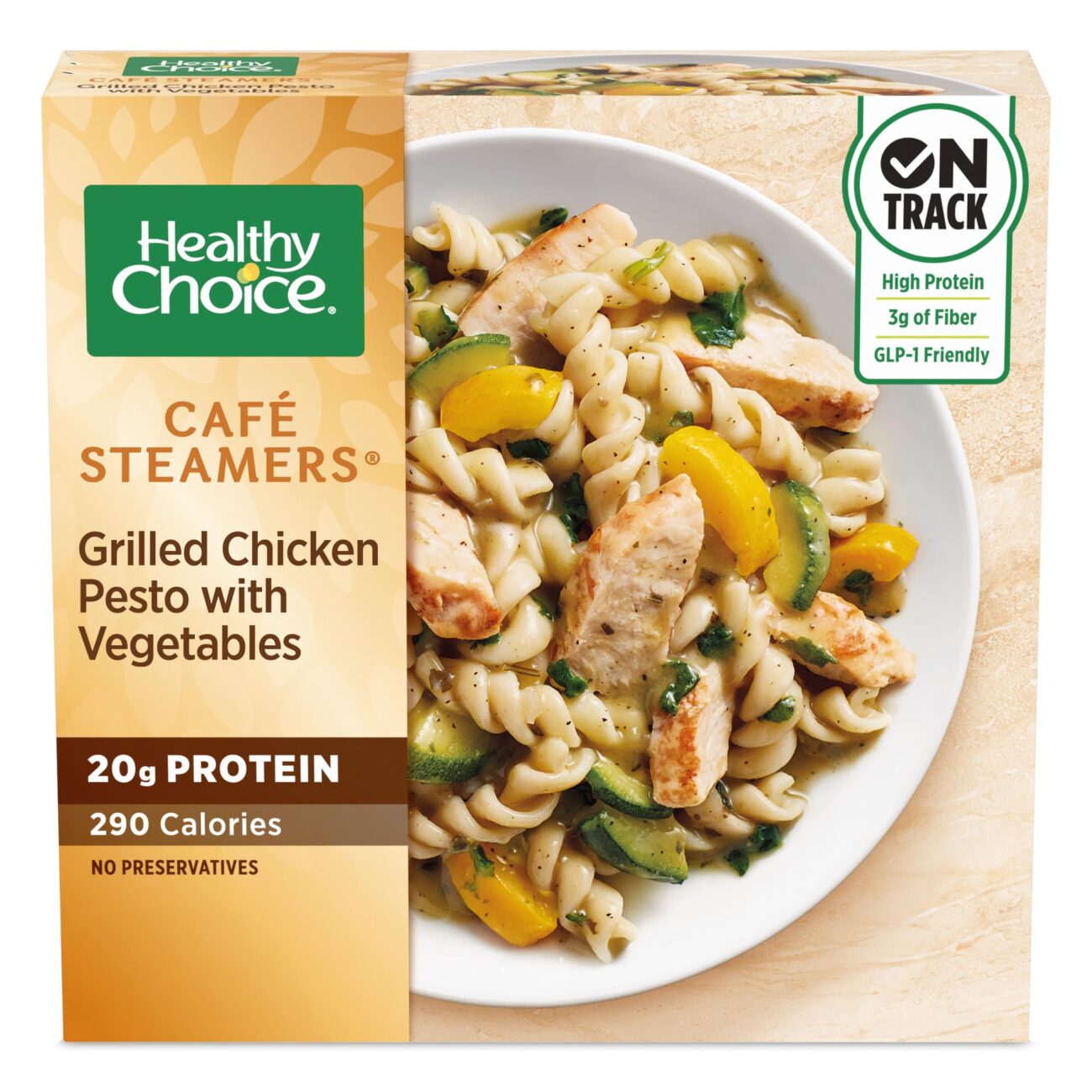 Best Price Healthy Choice Cafe Steamers Grilled Chicken Pesto with Vegetables, No Preservatives, Frozen Microwave Meal, 9.9 oz Bowl