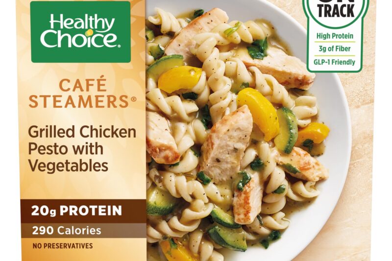 Best Price Healthy Choice Cafe Steamers Grilled Chicken Pesto with Vegetables, No Preservatives, Frozen Microwave Meal, 9.9 oz Bowl