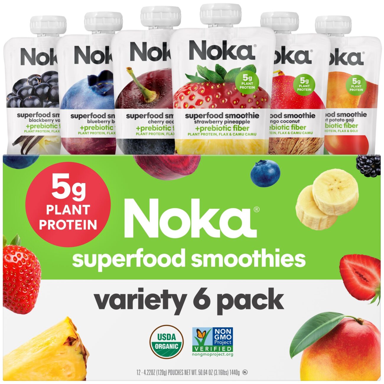 Best Price Noka Organic Superfood Fruit Smoothie Pouches Variety Pack