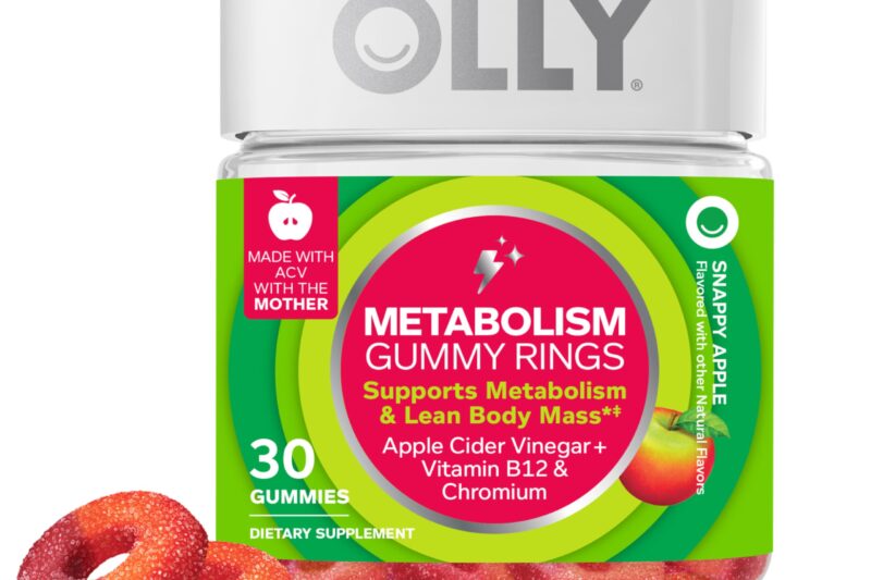 Best Price OLLY Metabolism Gummy Rings with Apple Cider Vinegar, Vitamin B12, and Chromium for Energy & Digestive Health, Apple Flavor, 30 Count