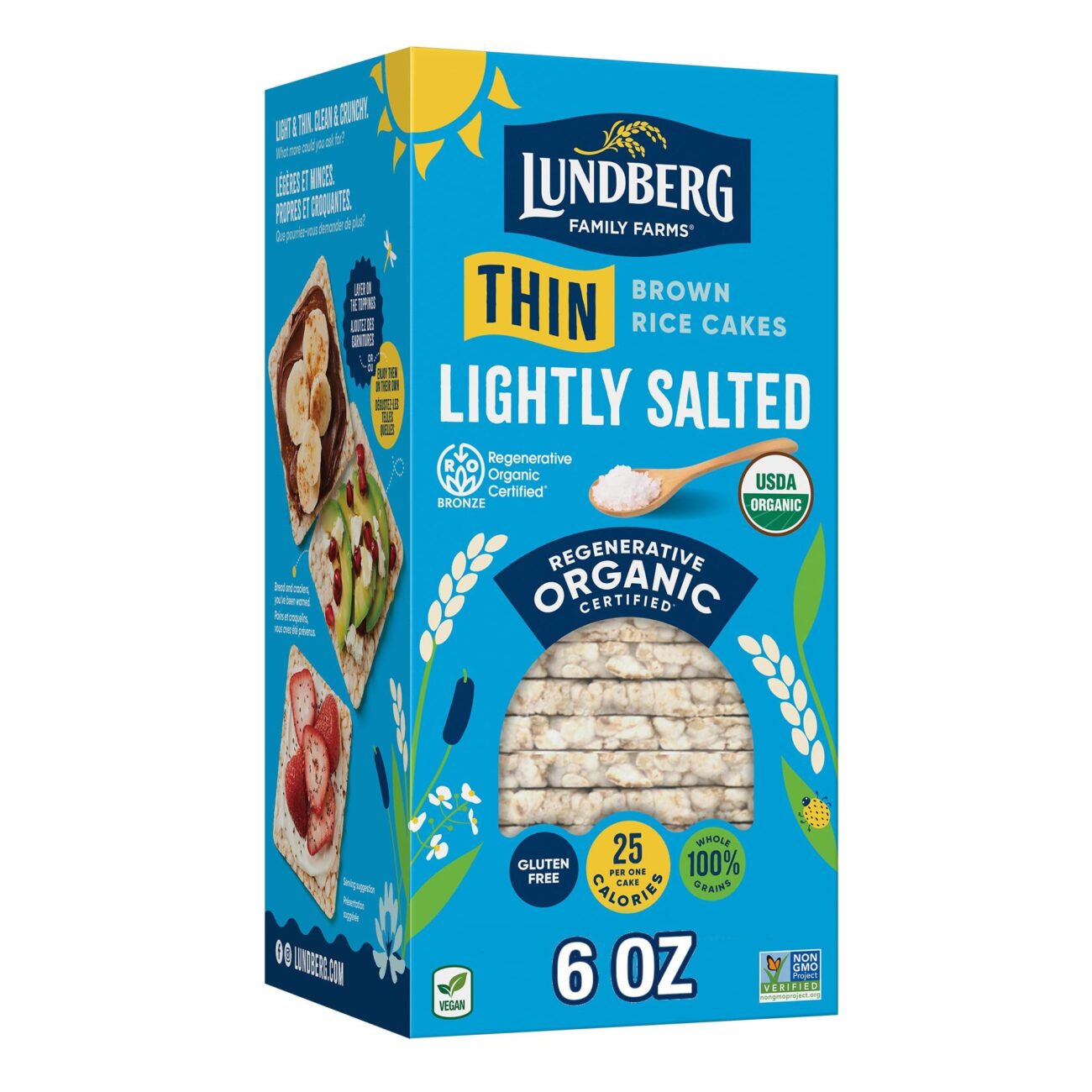 Cheap Lundberg Organic Thin Stackers Brown Rice Lightly Salted Gluten-Free Vegan Rice Cakes Healthy Snack 6 oz.