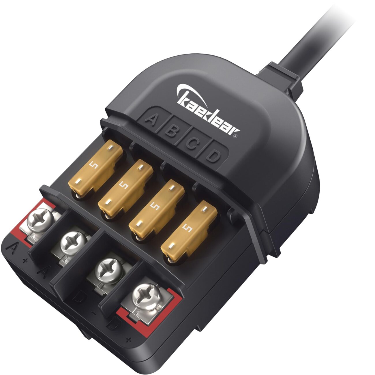 "KAEDEAR 12V 20A Motorcycle Power Relay Kit, Waterproof 4-Way Fuse Block & Accessory Splitter, Quick-Connect Wires, 4-Circuit Power Distribution Junction Box - KDR-E2" +