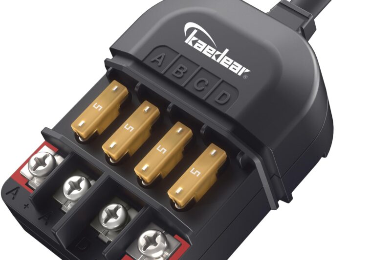 “KAEDEAR 12V 20A Motorcycle Power Relay Kit, Waterproof 4-Way Fuse Block & Accessory Splitter, Quick-Connect Wires, 4-Circuit Power Distribution Junction Box – KDR-E2” +