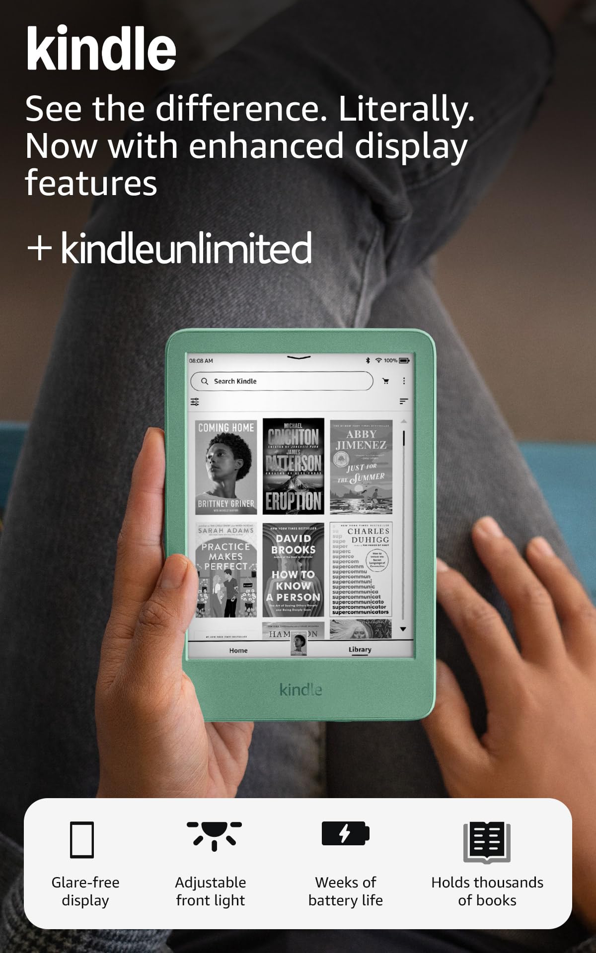 'Amazon Kindle 16 GB (Latest Model) – Ultra-lightweight and compact design with faster page turns and improved contrast for a superior reading experience – Matcha + 3 Months Kindle Unlimited (auto-renewal applies)' + 'Best Price'
