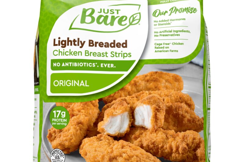 Best Price Just Bare Fully Cooked Lightly Breaded Chicken Breast Strips | 16g Protein | Frozen | 1.5 lb