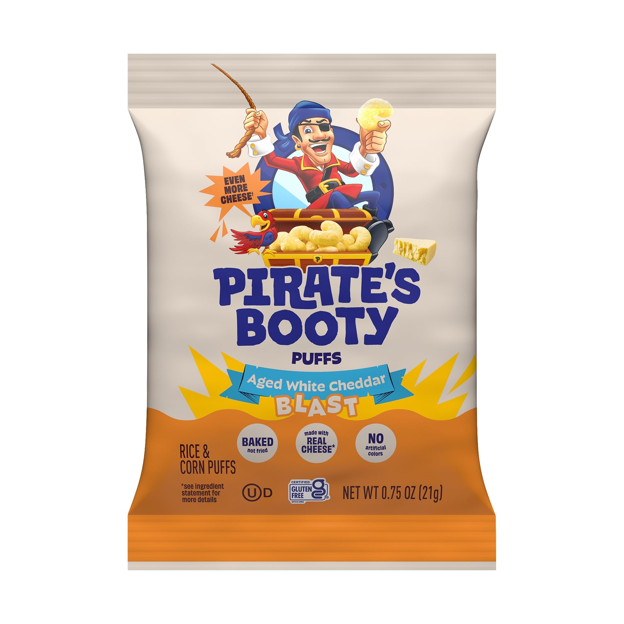 Best Price Pirate's Booty White Cheddar & Cheddar Puffs, Gluten Free Variety Pack, 18 Bags | Peanut & Tree Nut Free Kids Snacks, Aged White Cheddar & Cheddar Blast Cheese Puffs