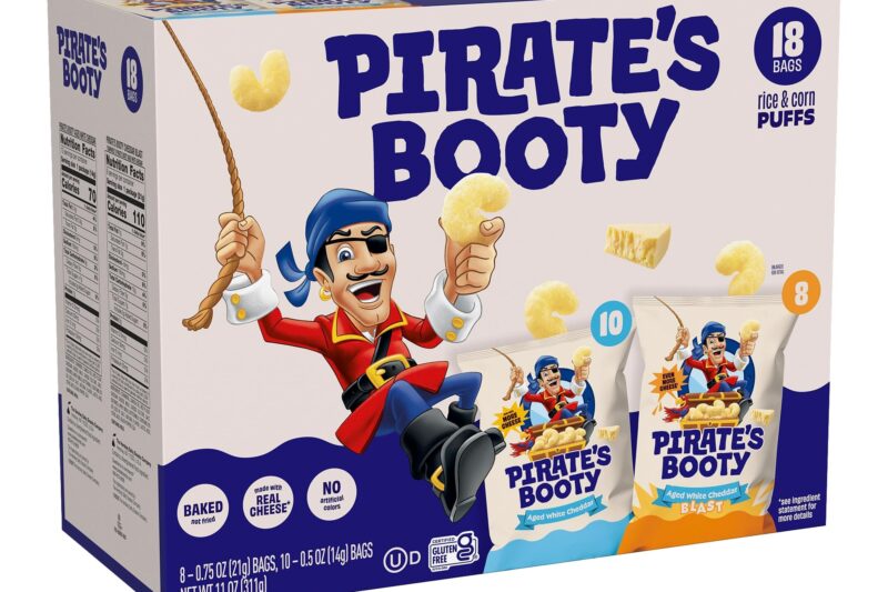 Best Price Pirate’s Booty White Cheddar & Cheddar Puffs, Gluten Free Variety Pack, 18 Bags | Peanut & Tree Nut Free Kids Snacks, Aged White Cheddar & Cheddar Blast Cheese Puffs