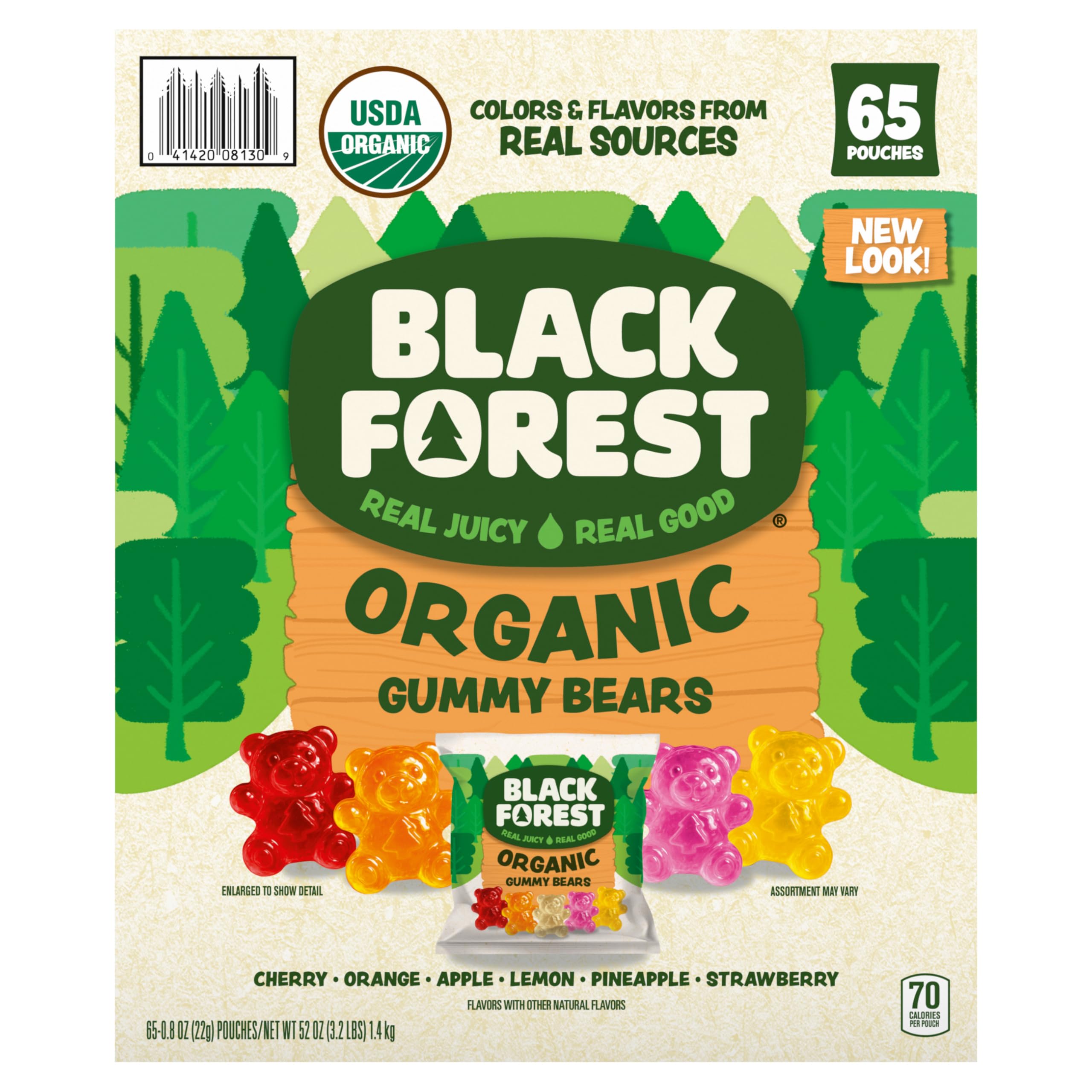 Best Price Black Forest USDA Organic Gummy Bears - 65 Pouches - 0.8 Oz Each