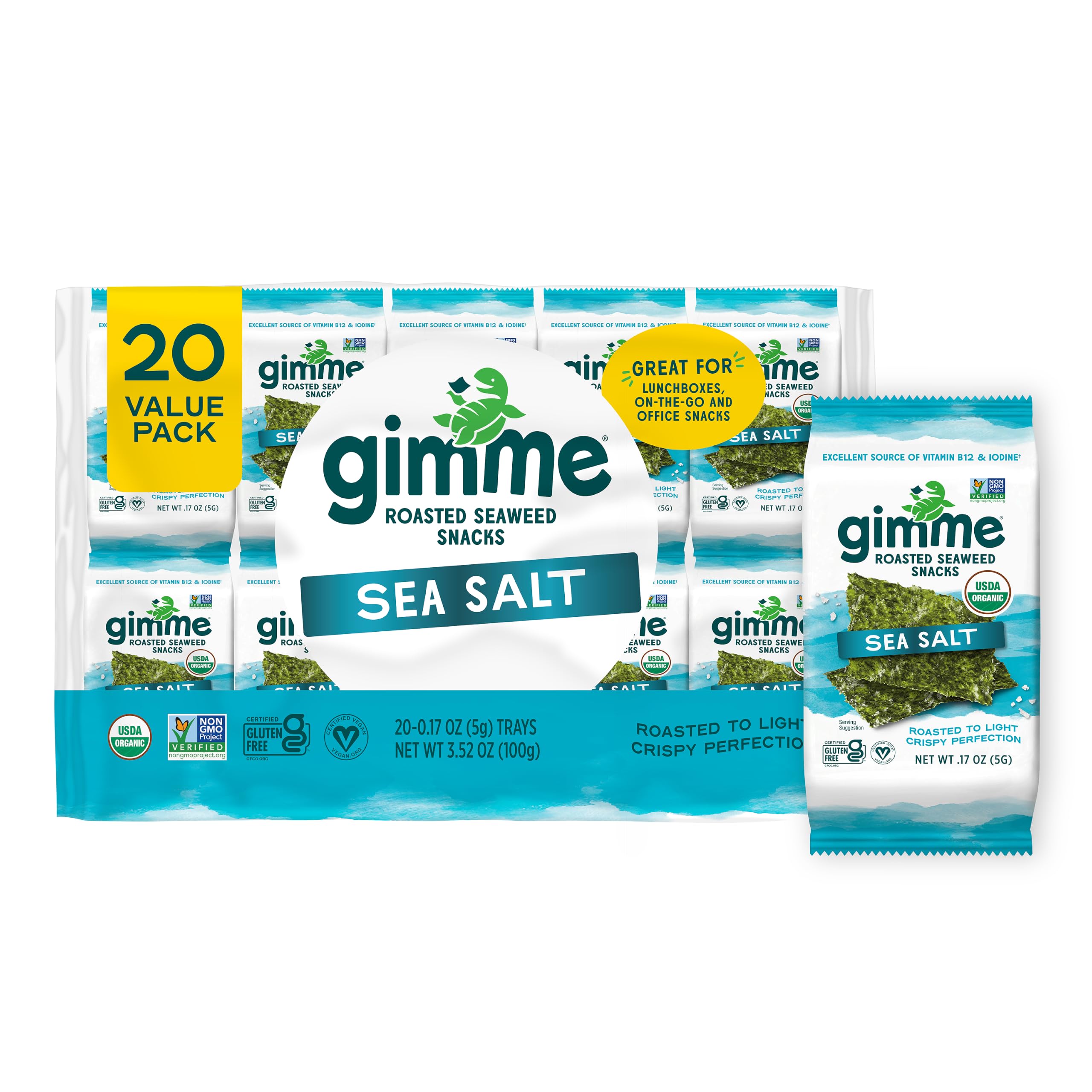 Best Price Gimme 20-Count CT Organic Seaweed Snacks, Sea Salt & Avocado Oil, 4.5g