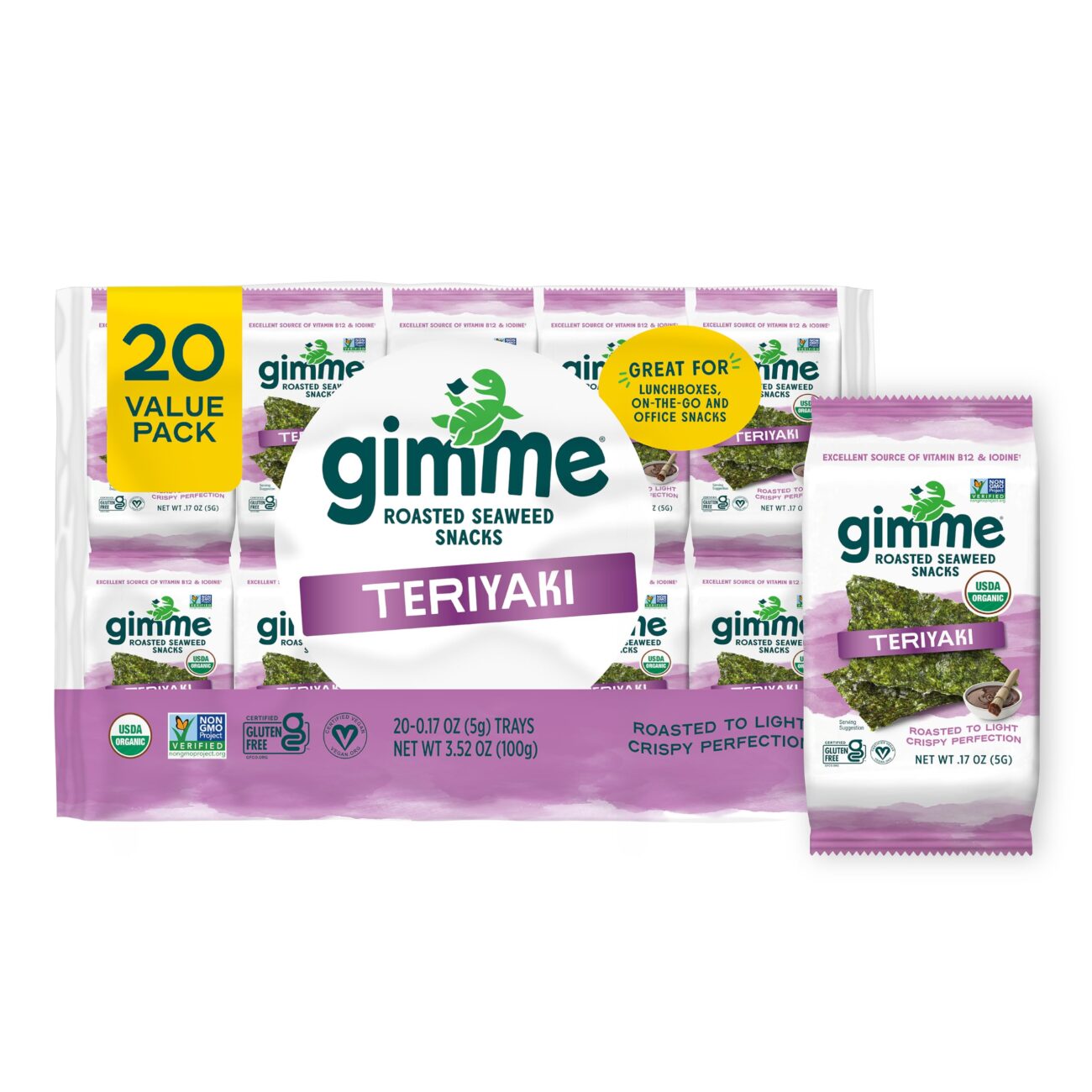 Best Price Gimme 20-Count CT Organic Seaweed Snacks, Sea Salt & Avocado Oil, 4.5g