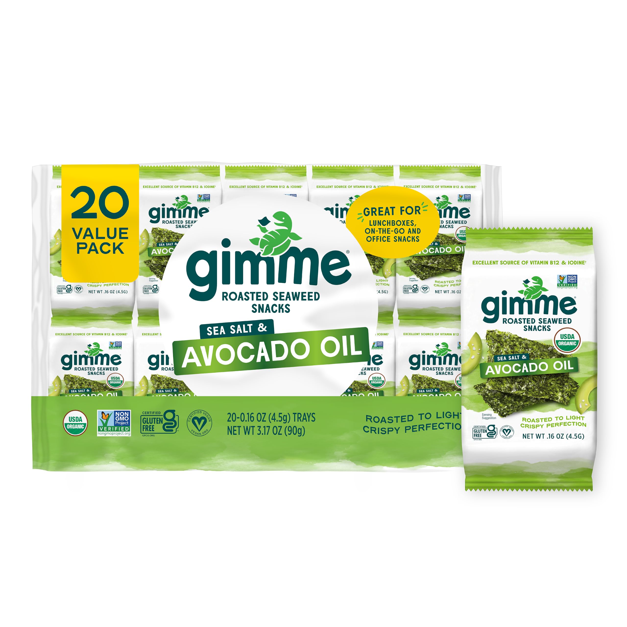 Best Price Gimme 20-Count CT Organic Seaweed Snacks, Sea Salt & Avocado Oil, 4.5g