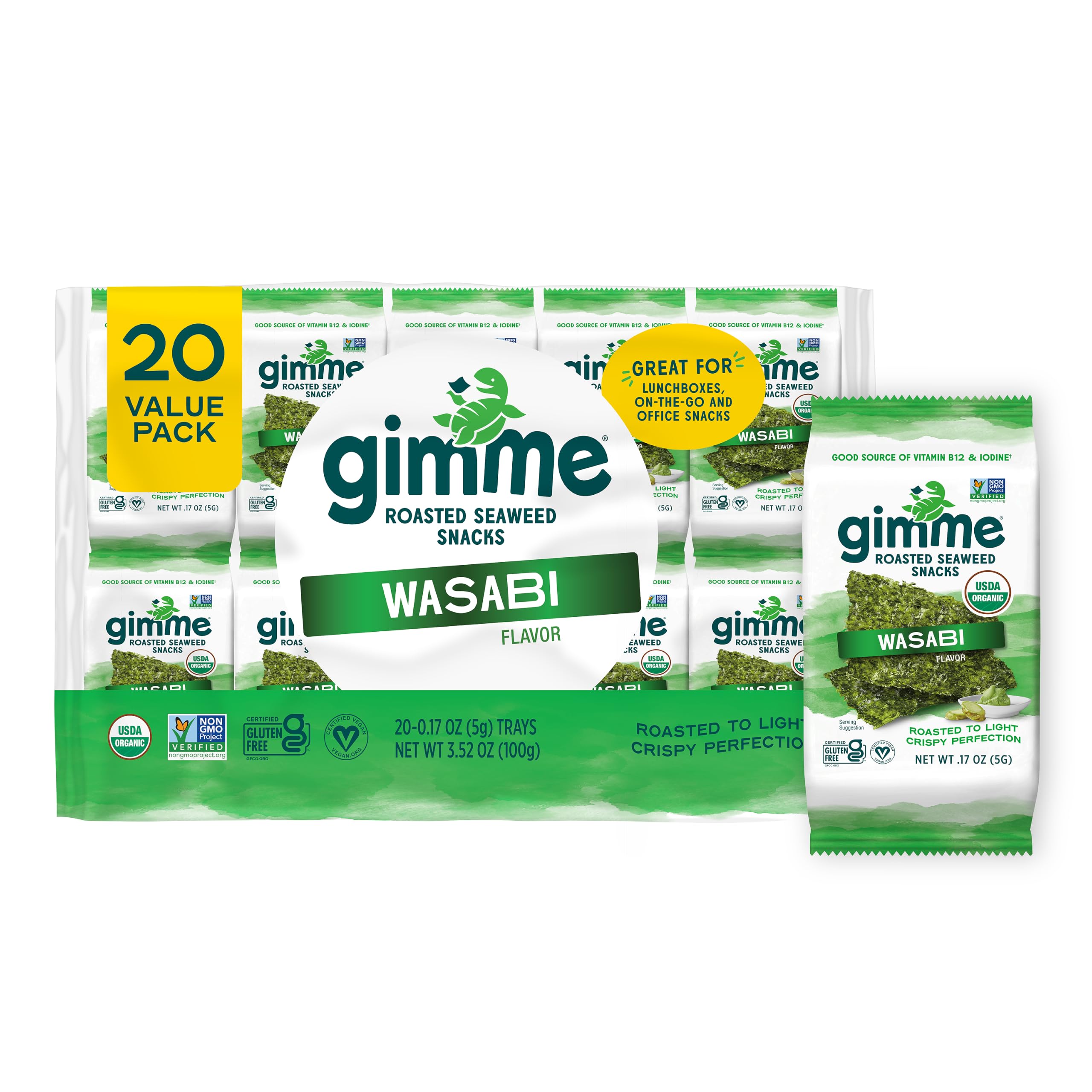 Best Price Gimme 20-Count CT Organic Seaweed Snacks, Sea Salt & Avocado Oil, 4.5g