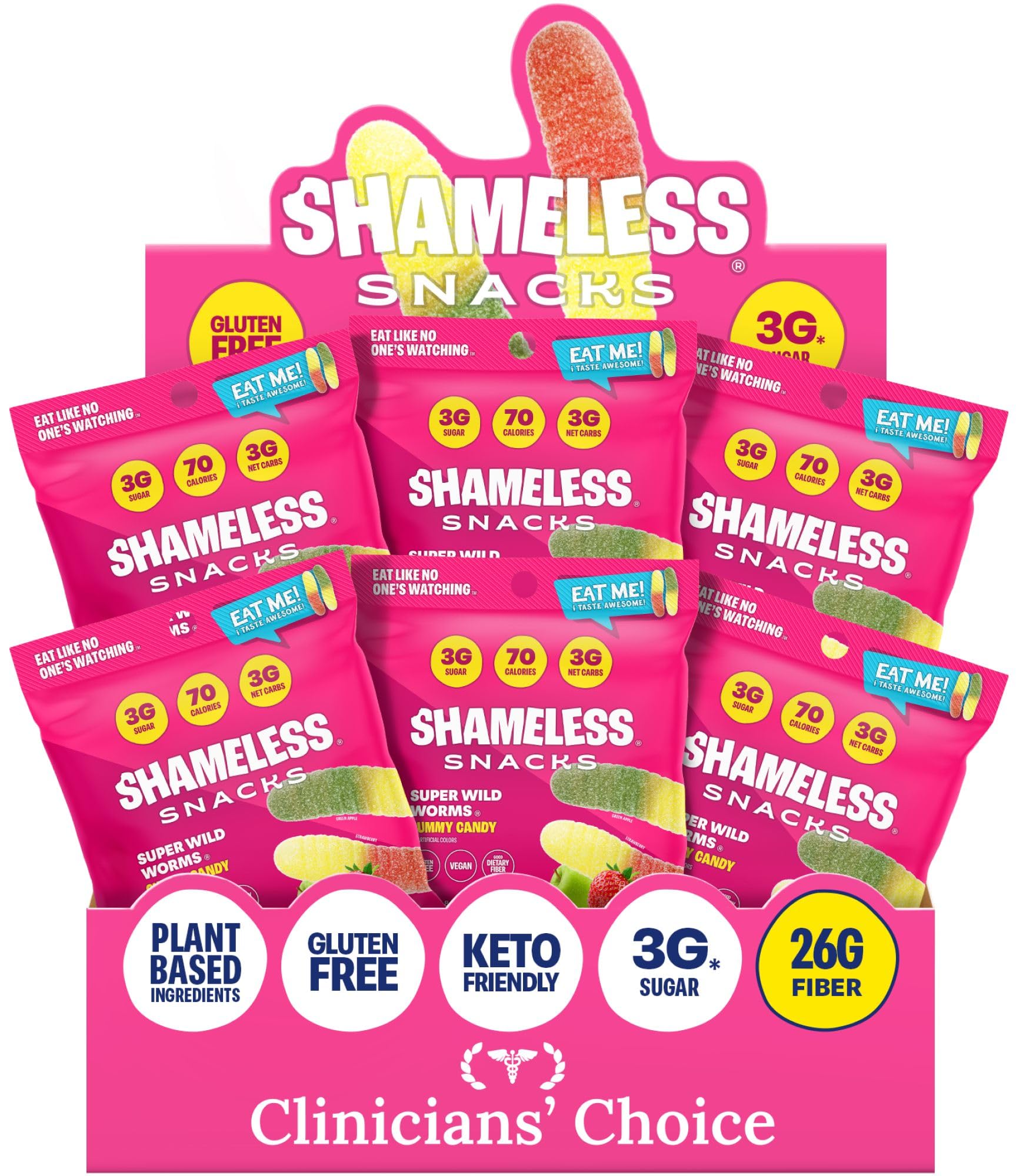 Best Price Shameless Snacks Sour Candy & Fruit Snacks Variety Pack – Keto Gummy Worms & Bears, Bulk, 3g Sugar, Gluten Free, Vegan, for Kids & Adults