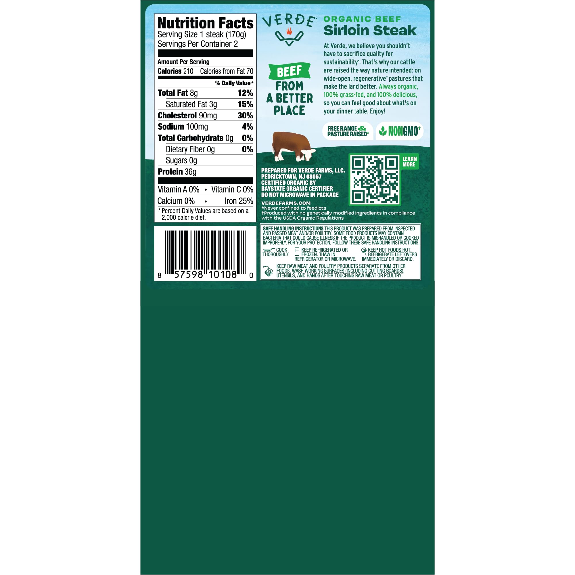 Free Trial Verde Farms Organic Grass-Fed Beef Sirloin Steaks